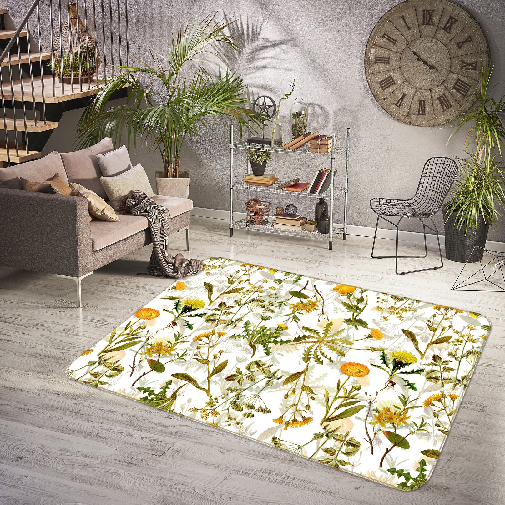 3D Yellow Chrysanthemum 110 Uta Naumann Rug Non Slip Rug Mat