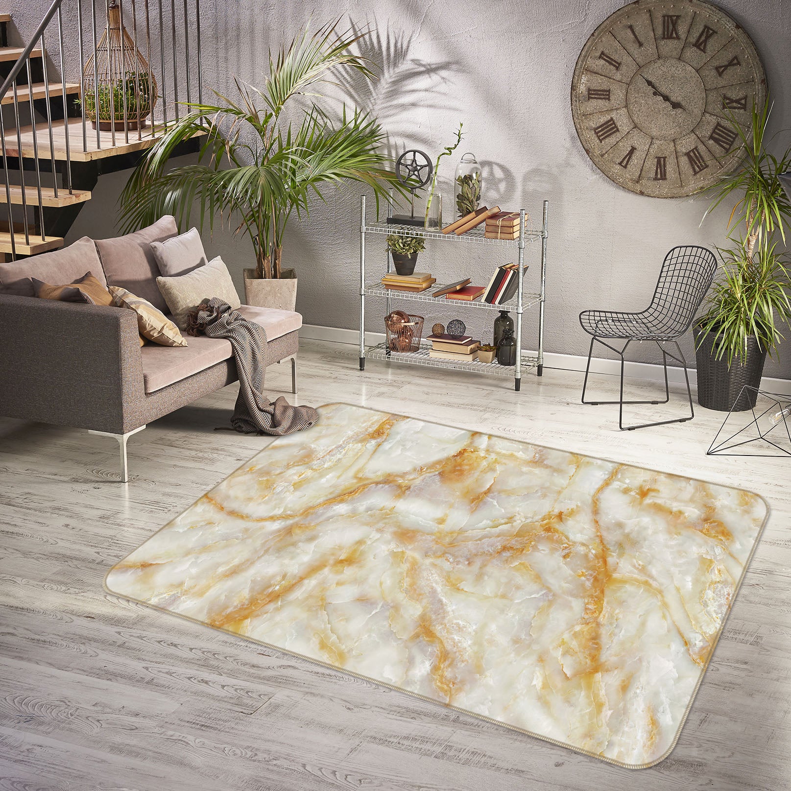 3D Brown Pattern 27110 Non Slip Rug Mat