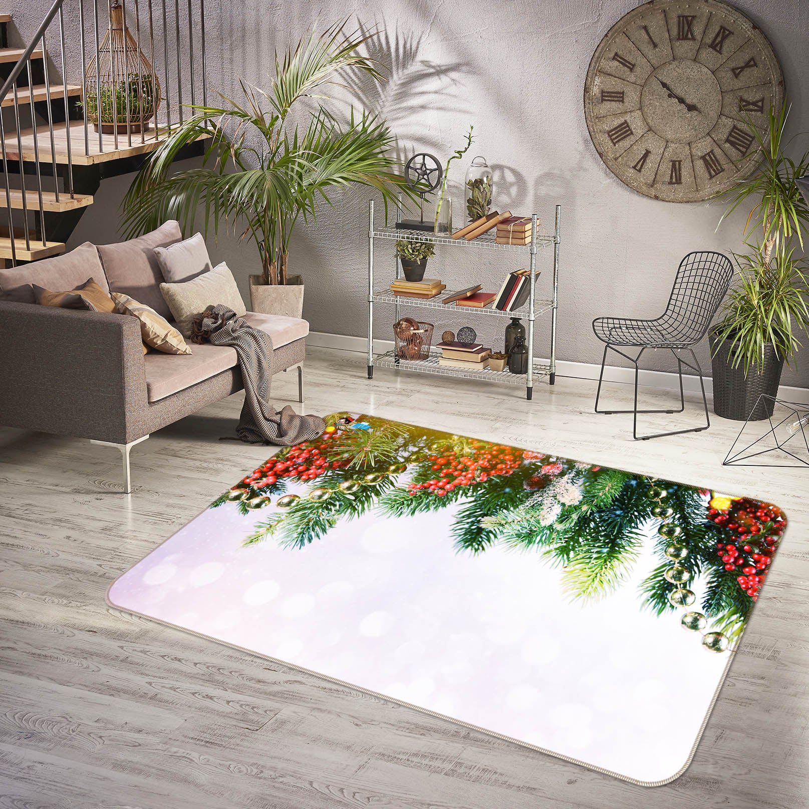 3D Branch 55084 Christmas Non Slip Rug Mat Xmas