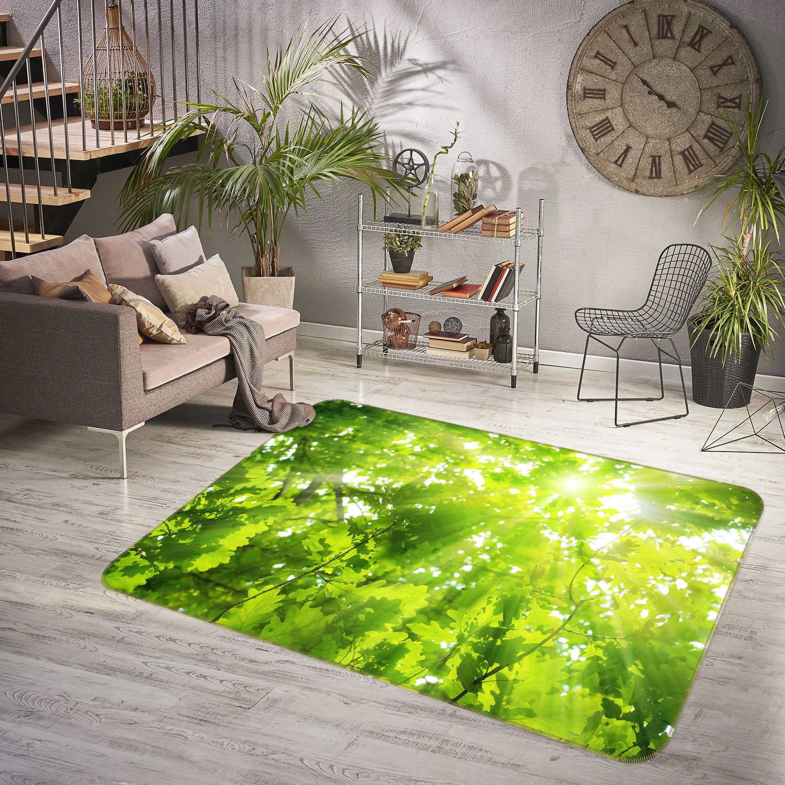 3D Leaves Sunlight 77087 Non Slip Rug Mat