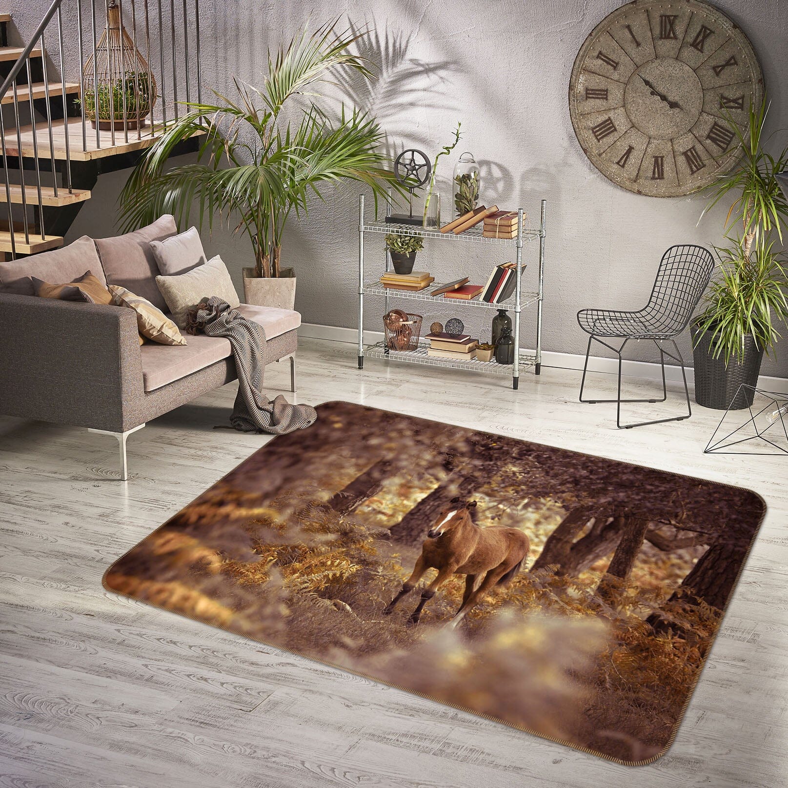 3D Forest Horse 3006 Assaf Frank Rug Non Slip Rug Mat Mat AJ Creativity Home 