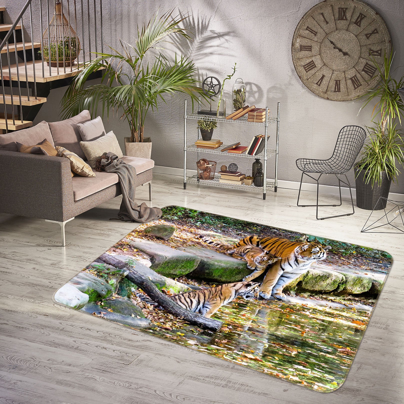 3D Tiger River 142 Animal Non Slip Rug Mat