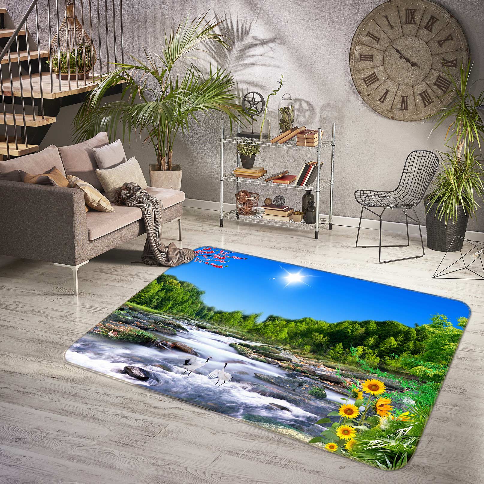 3D Running Water Forest 76246 Non Slip Rug Mat