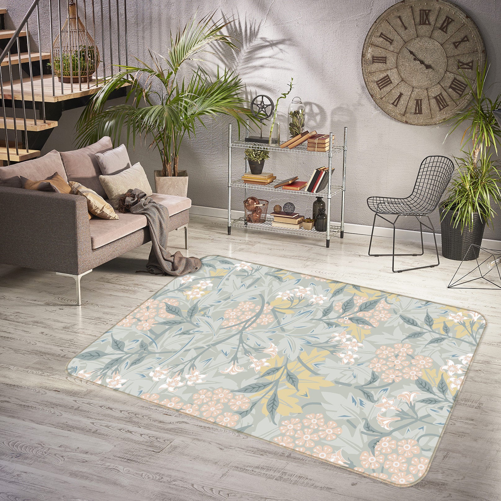 3D Flower Pattern 33038 Non Slip Rug Mat