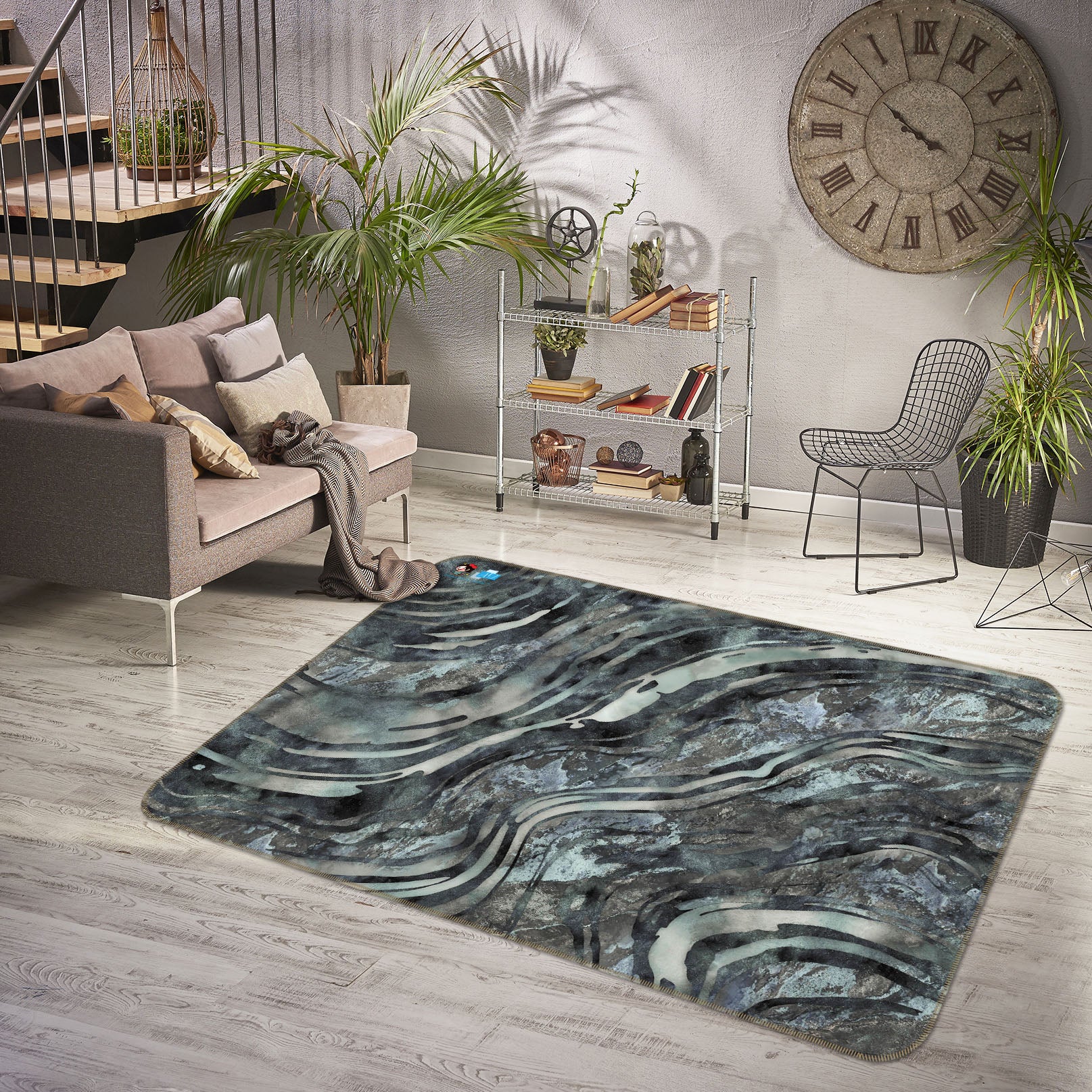 3D Curve Pattern Texture 83030 Andrea haase Rug Non Slip Rug Mat