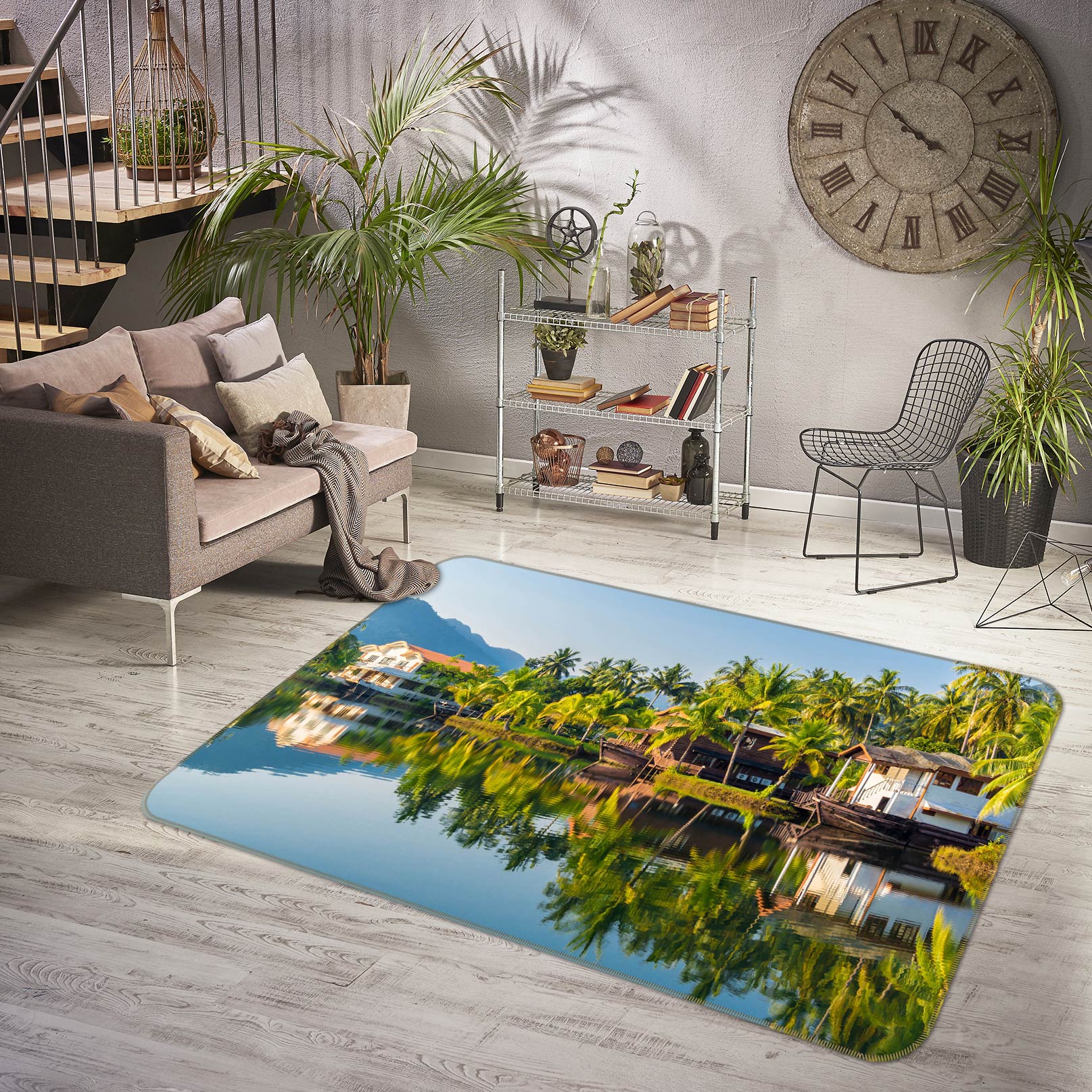 3D Jungle House River 77004 Non Slip Rug Mat
