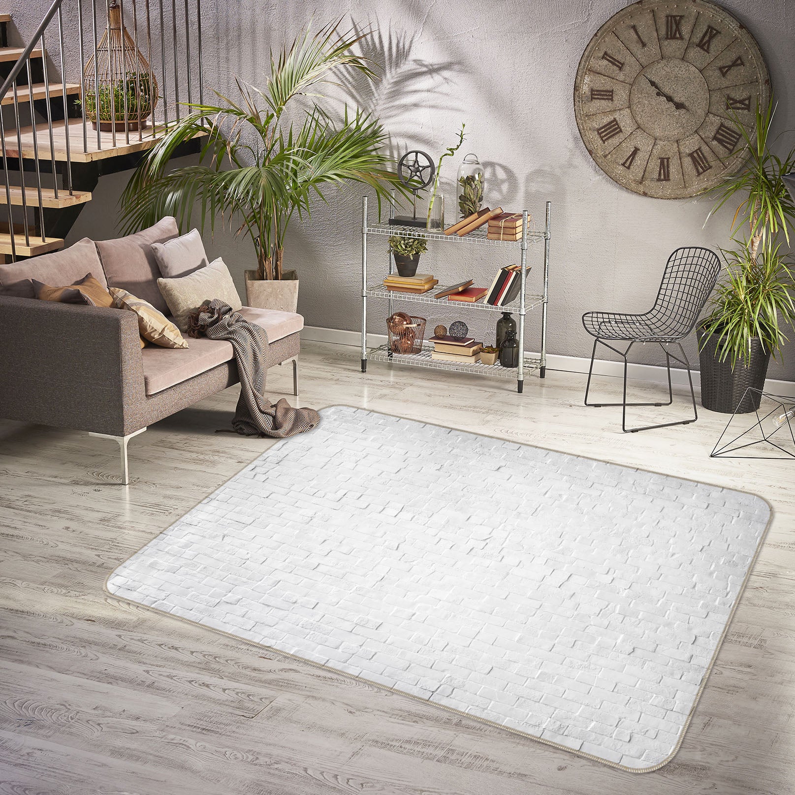 3D White Brick 31104 Non Slip Rug Mat
