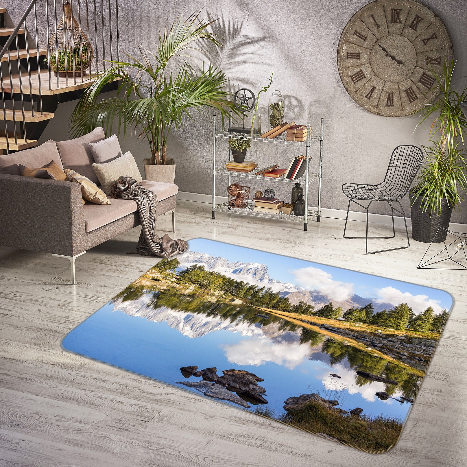 3D Mountain Lake 29178 Non Slip Rug Mat