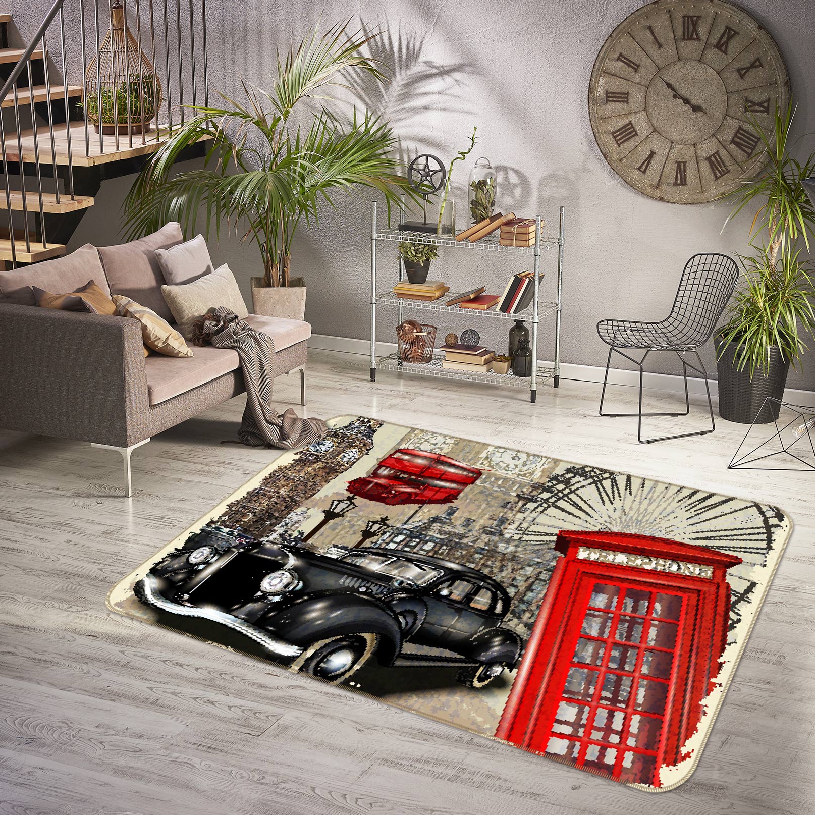 3D Car Red Phone Booth 67193 Vehicle Non Slip Rug Mat