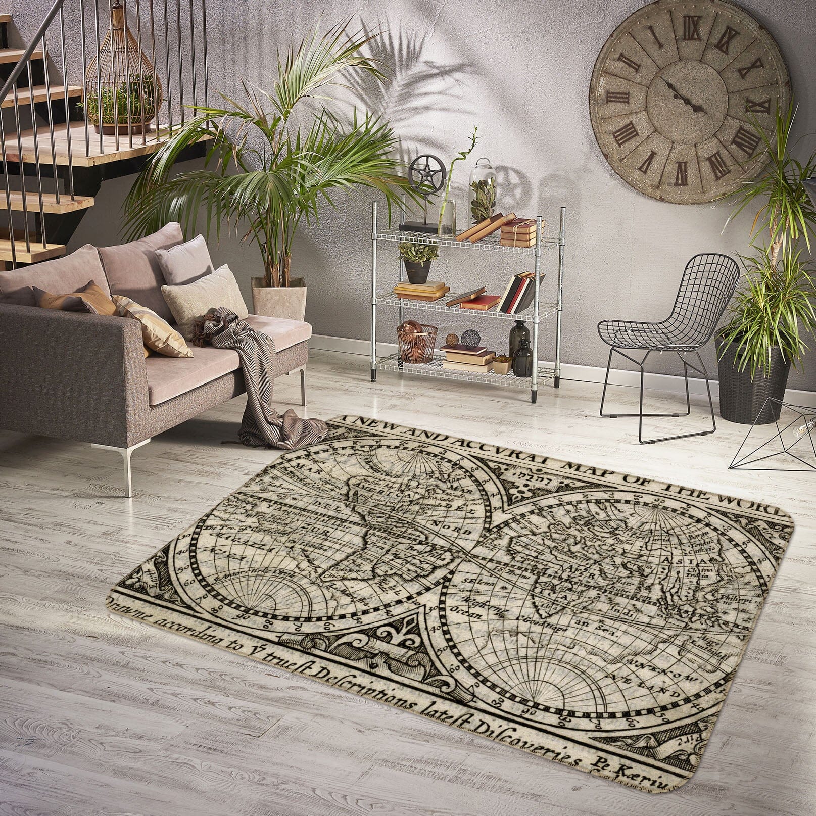 3D Gray Pattern 215 World Map Non Slip Rug Mat Mat AJ Creativity Home 