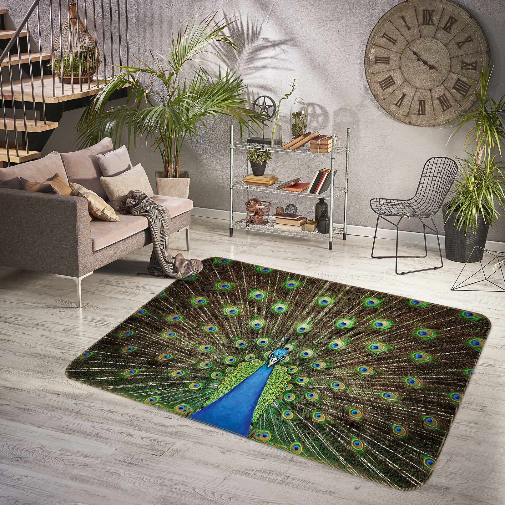 3D Peacock 30031 Non Slip Rug Mat