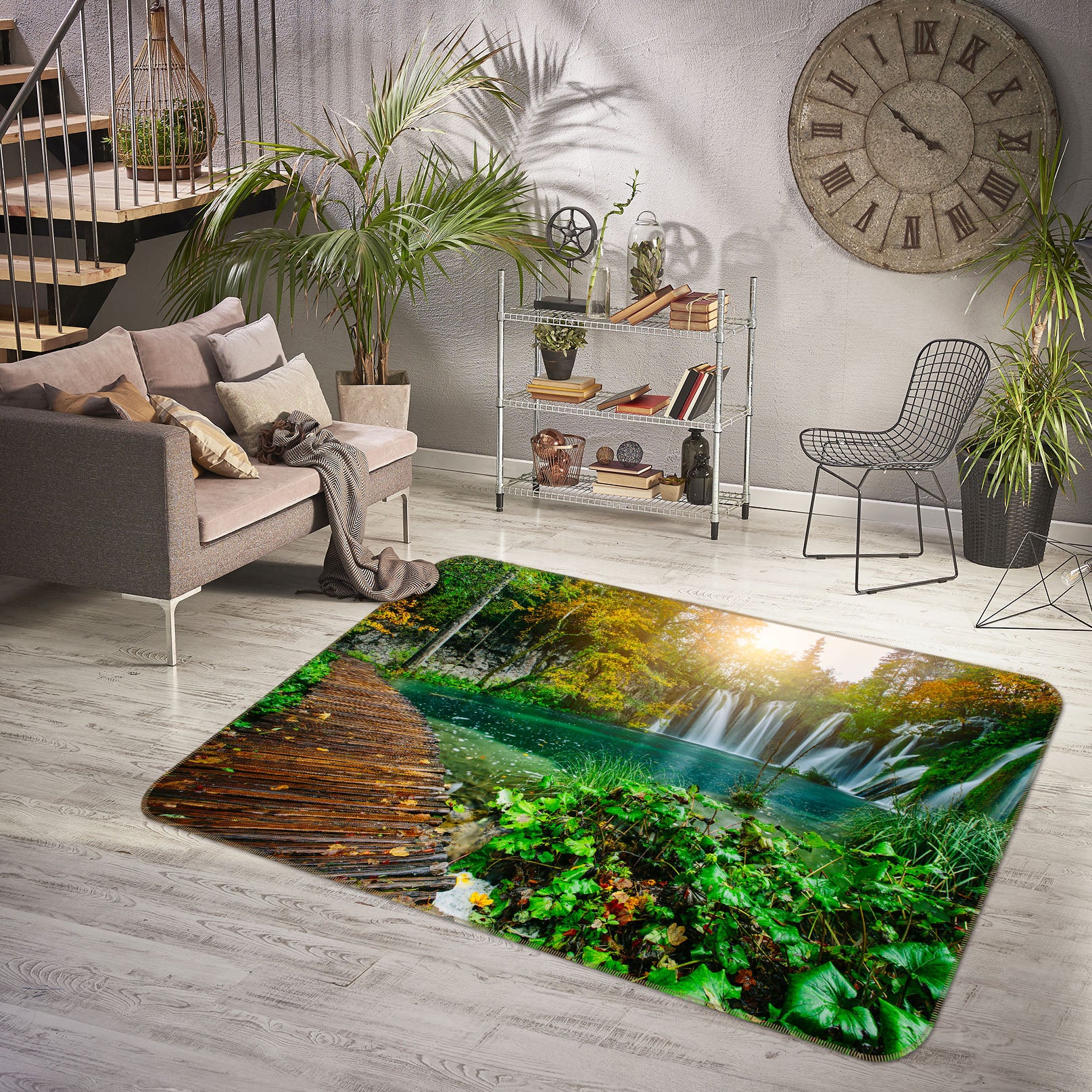 3D Lake Waterfall 36060 Non Slip Rug Mat