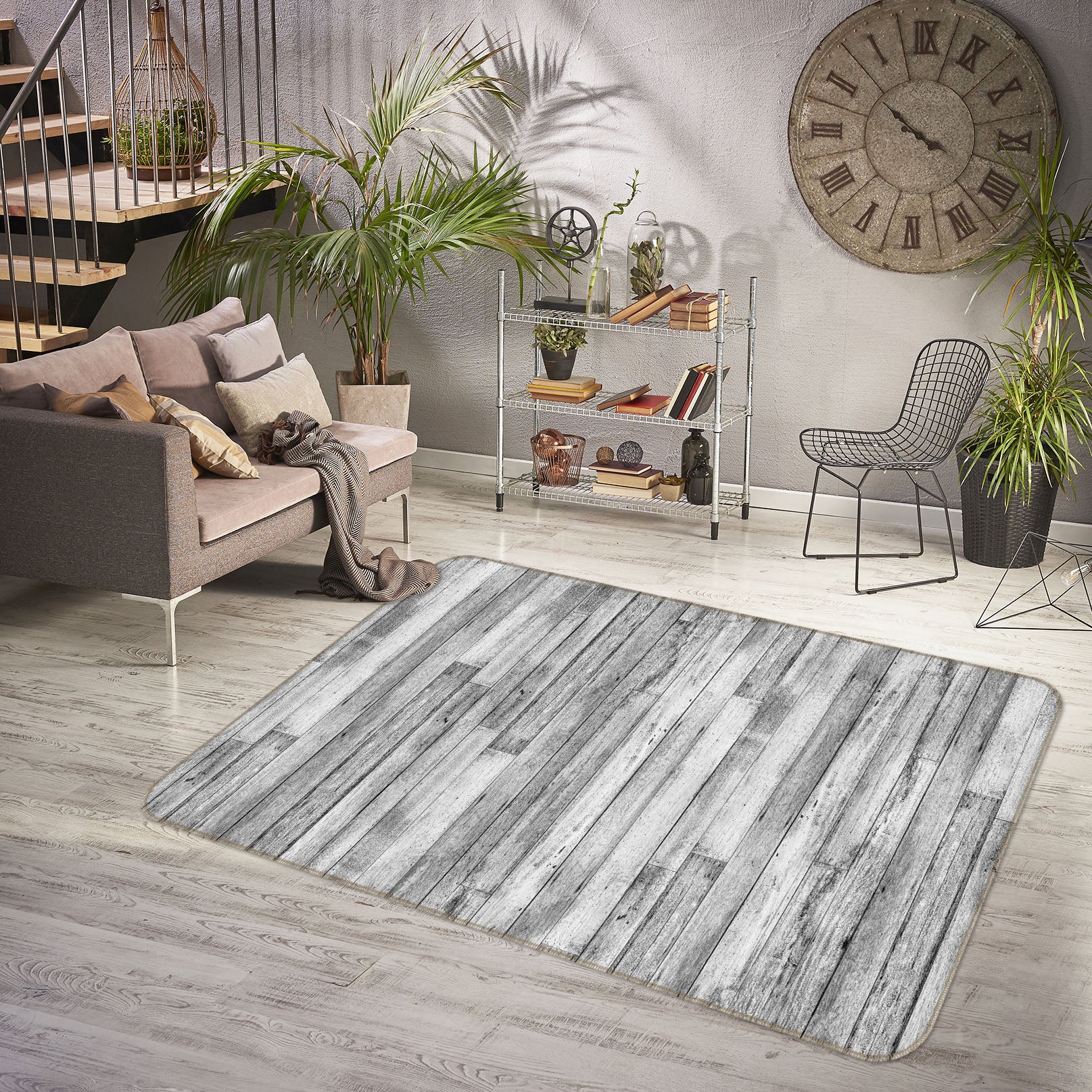 3D Ash Planks 31033 Non Slip Rug Mat