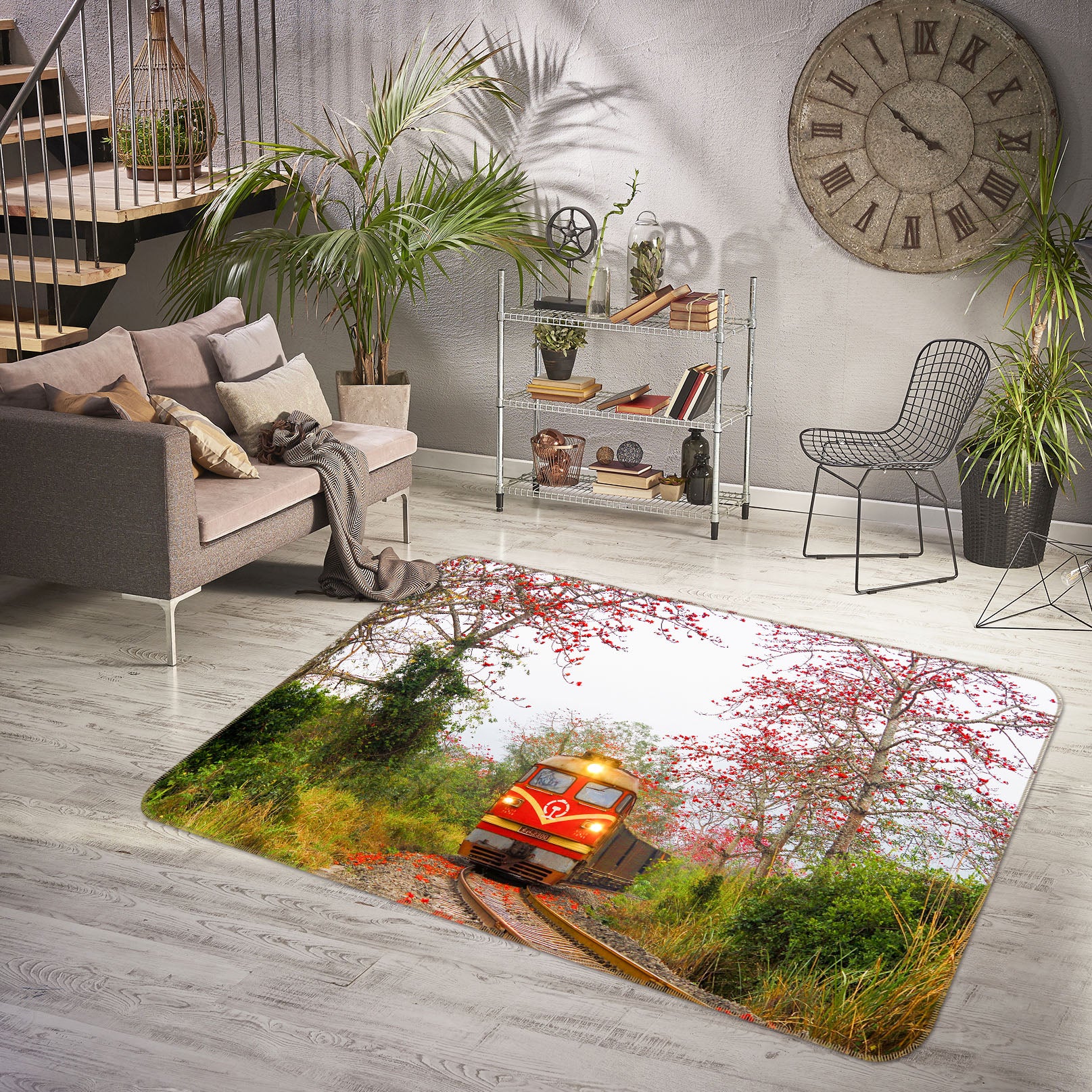 3D Jungle Track Train 42026 Vehicle Non Slip Rug Mat