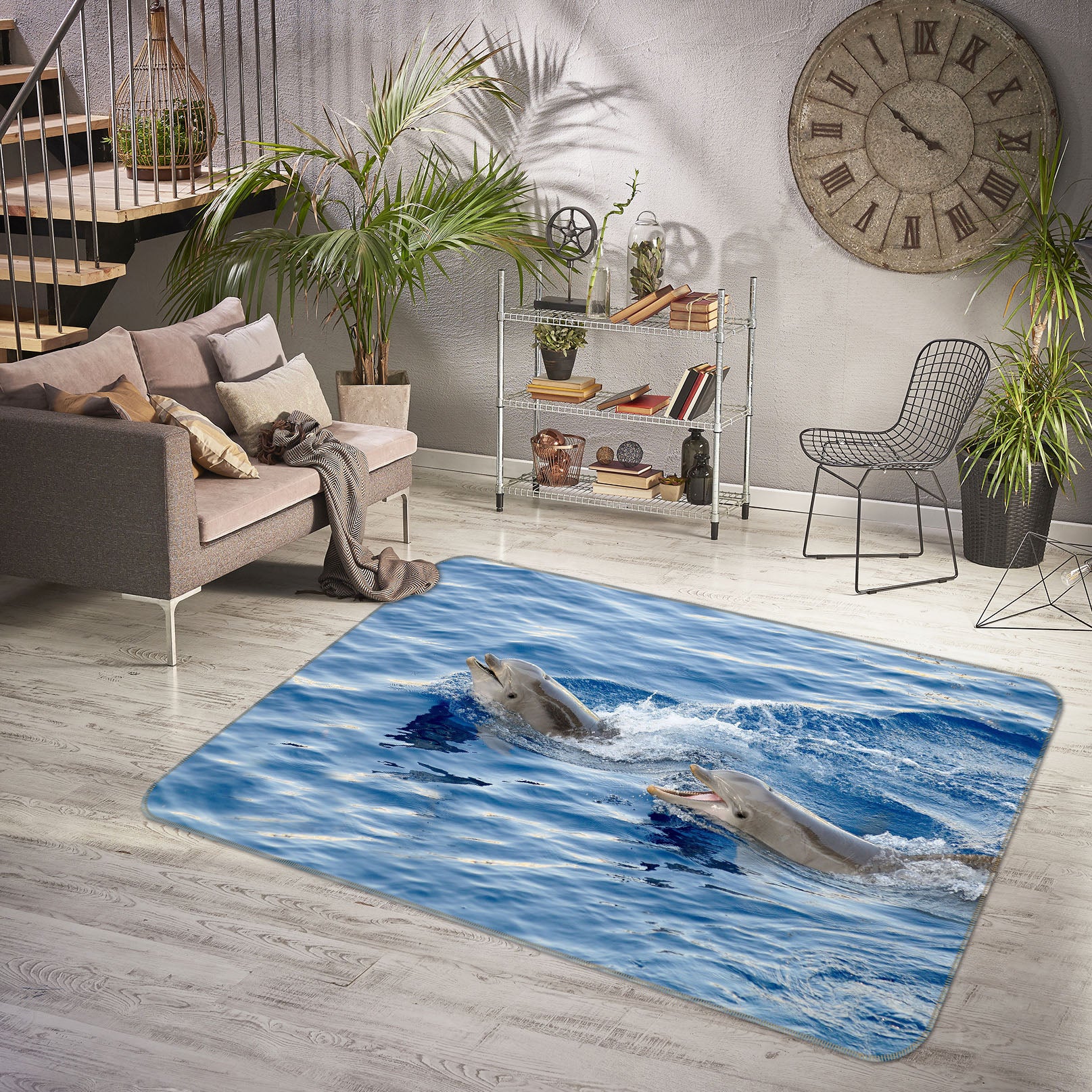 3D Sea Surface Dolphins 38114 Animal Non Slip Rug Mat