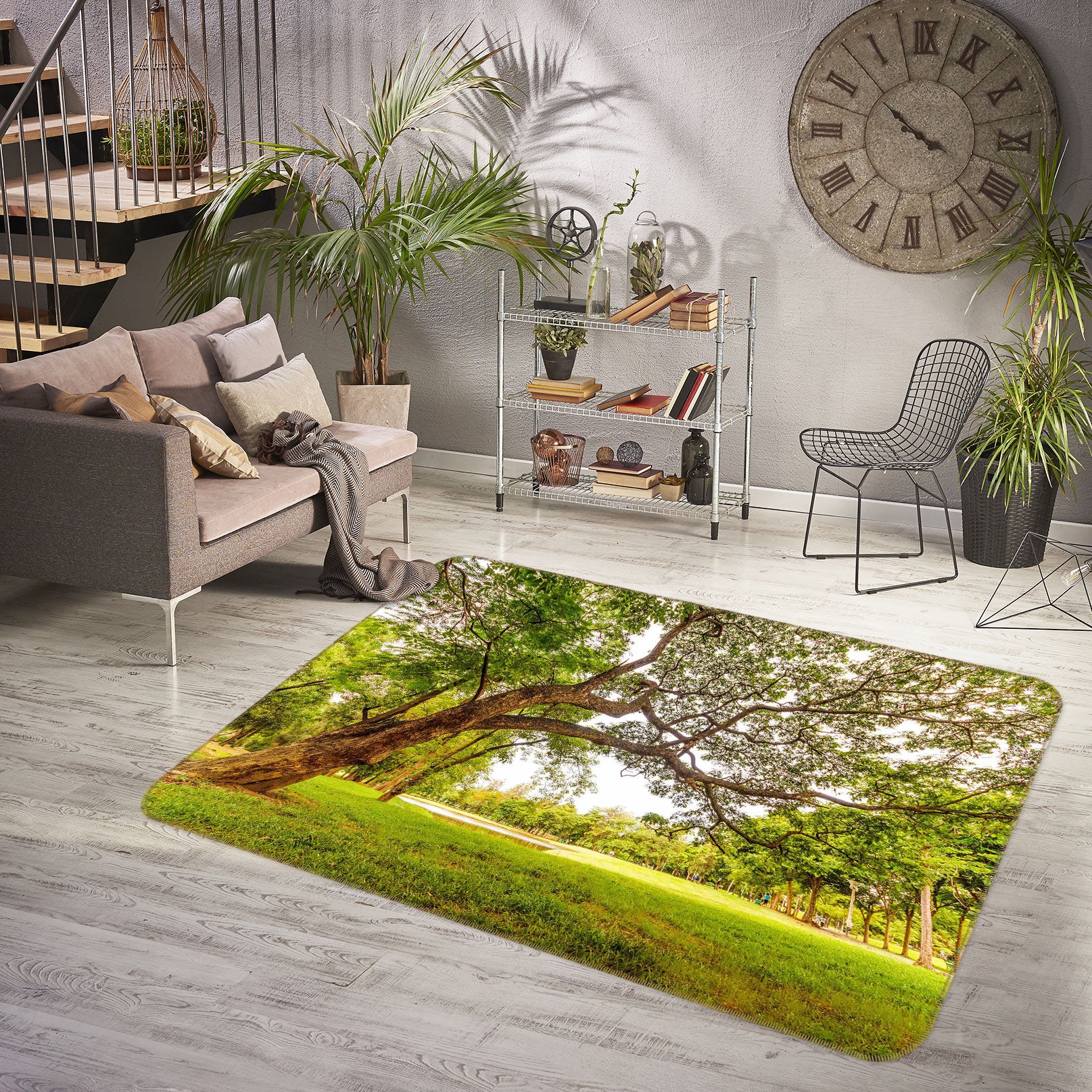 3D Trees Grass 76269 Non Slip Rug Mat
