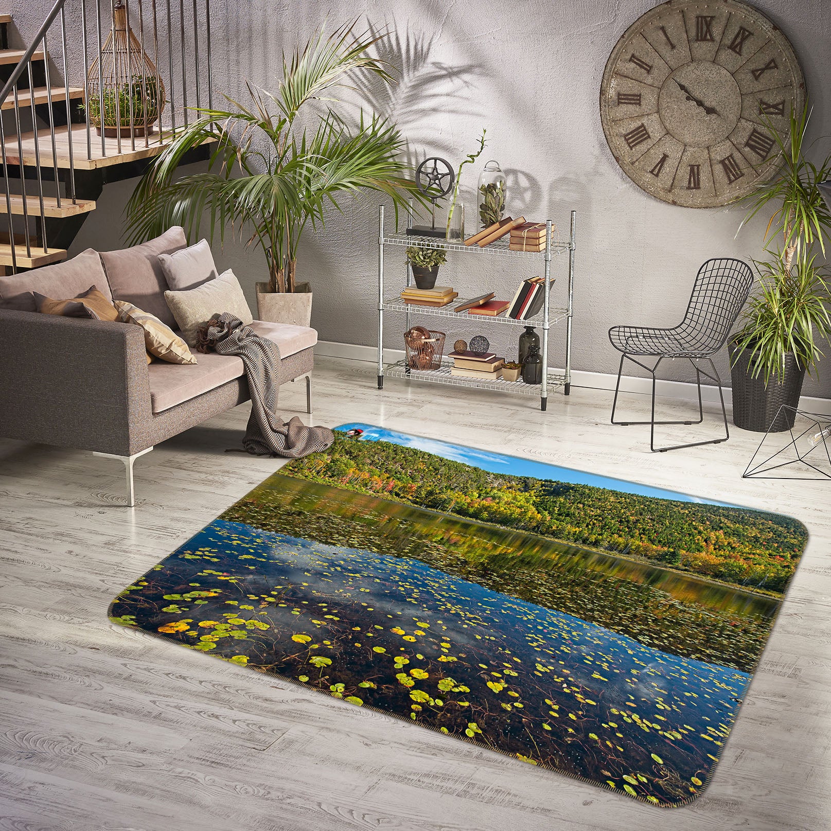3D Lake Leaves 62054 Kathy Barefield Rug Non Slip Rug Mat