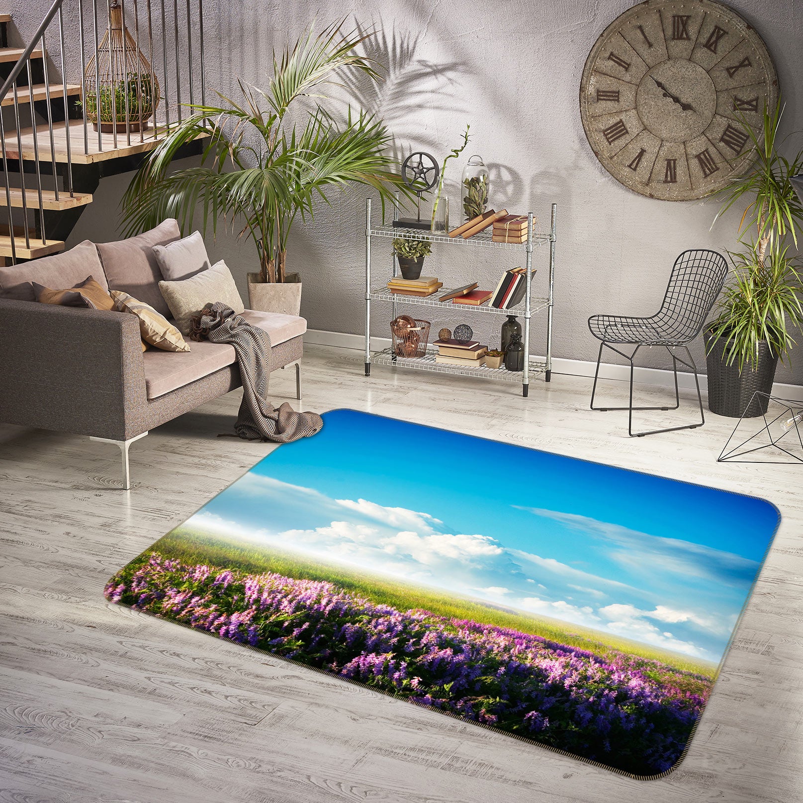 3D Flowers Sky 76230 Non Slip Rug Mat