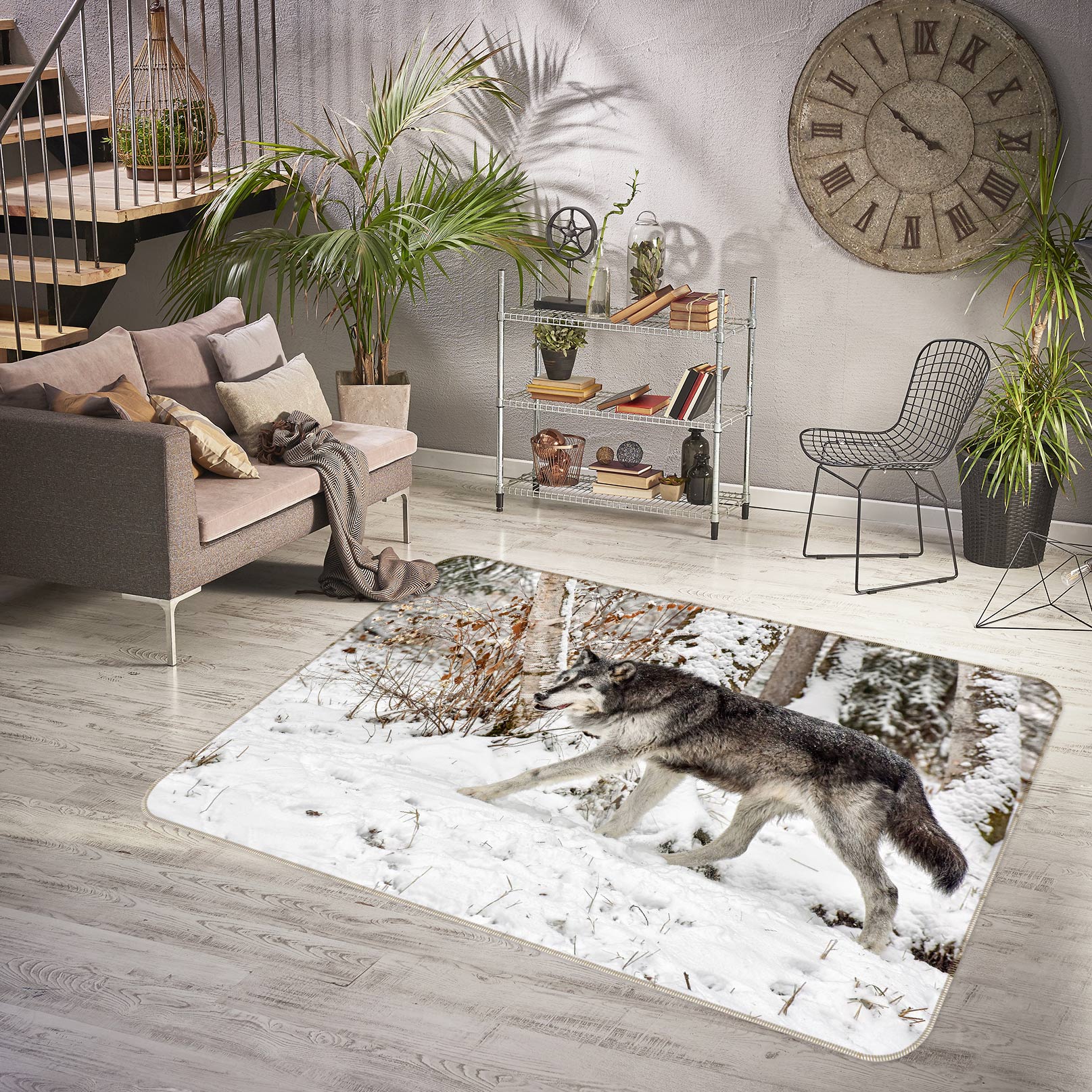 3D Snowfield Wolf 30005 Non Slip Rug Mat