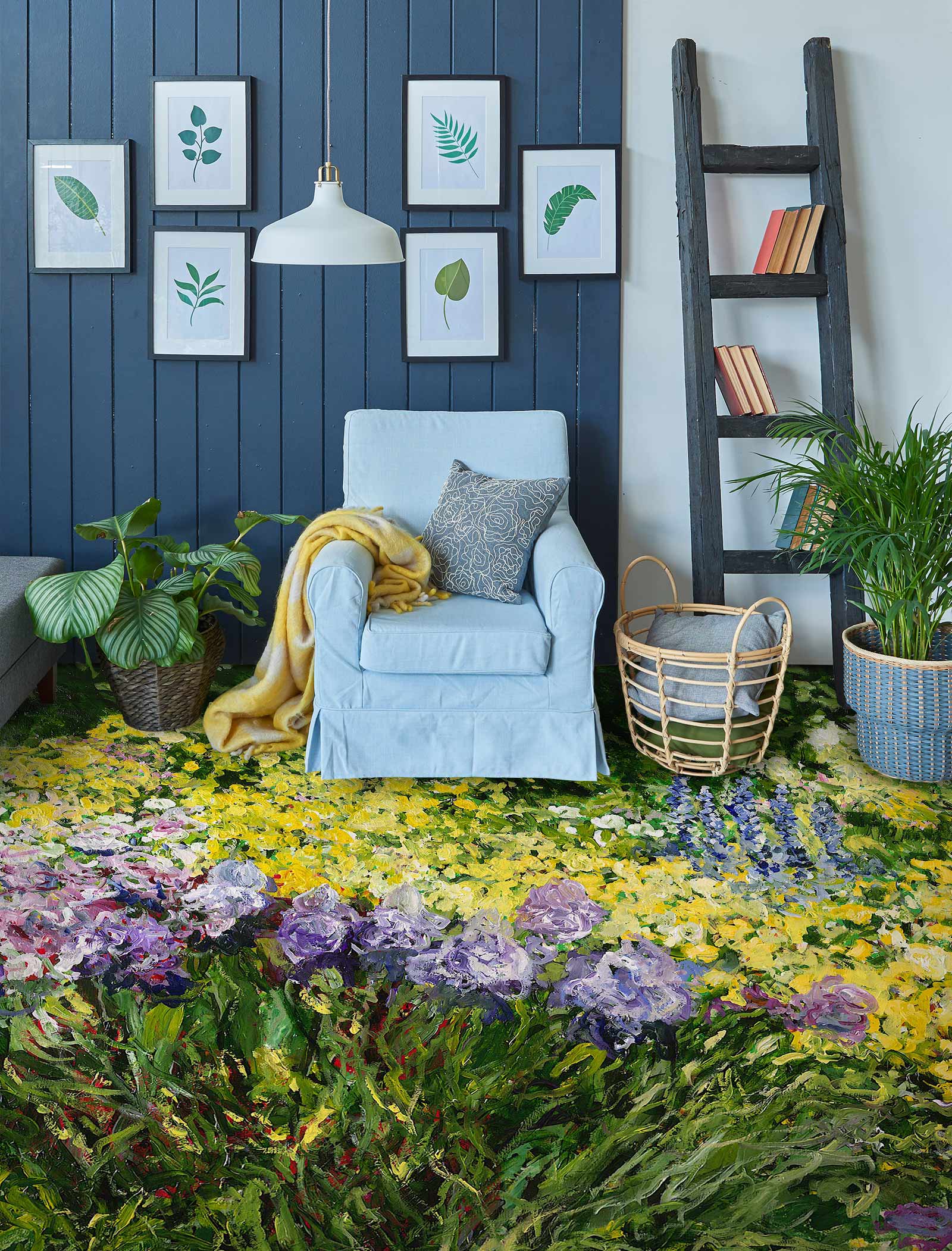 3D Meadow Purple Flowers 9518 Allan P. Friedlander Floor Mural