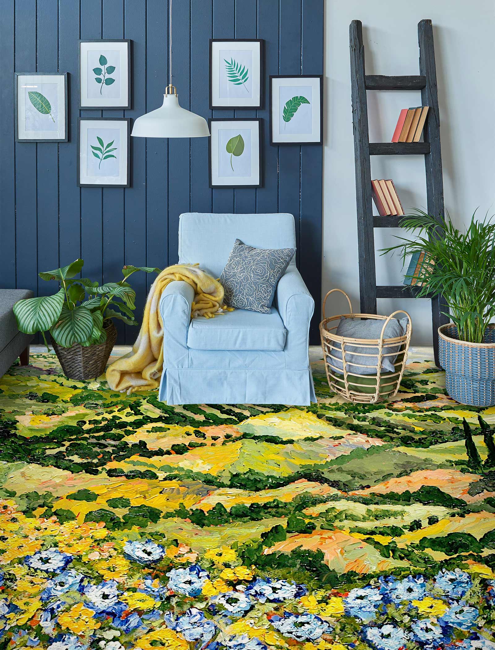 3D Flower Hillside Meadow Painting 9531 Allan P. Friedlander Floor Mural