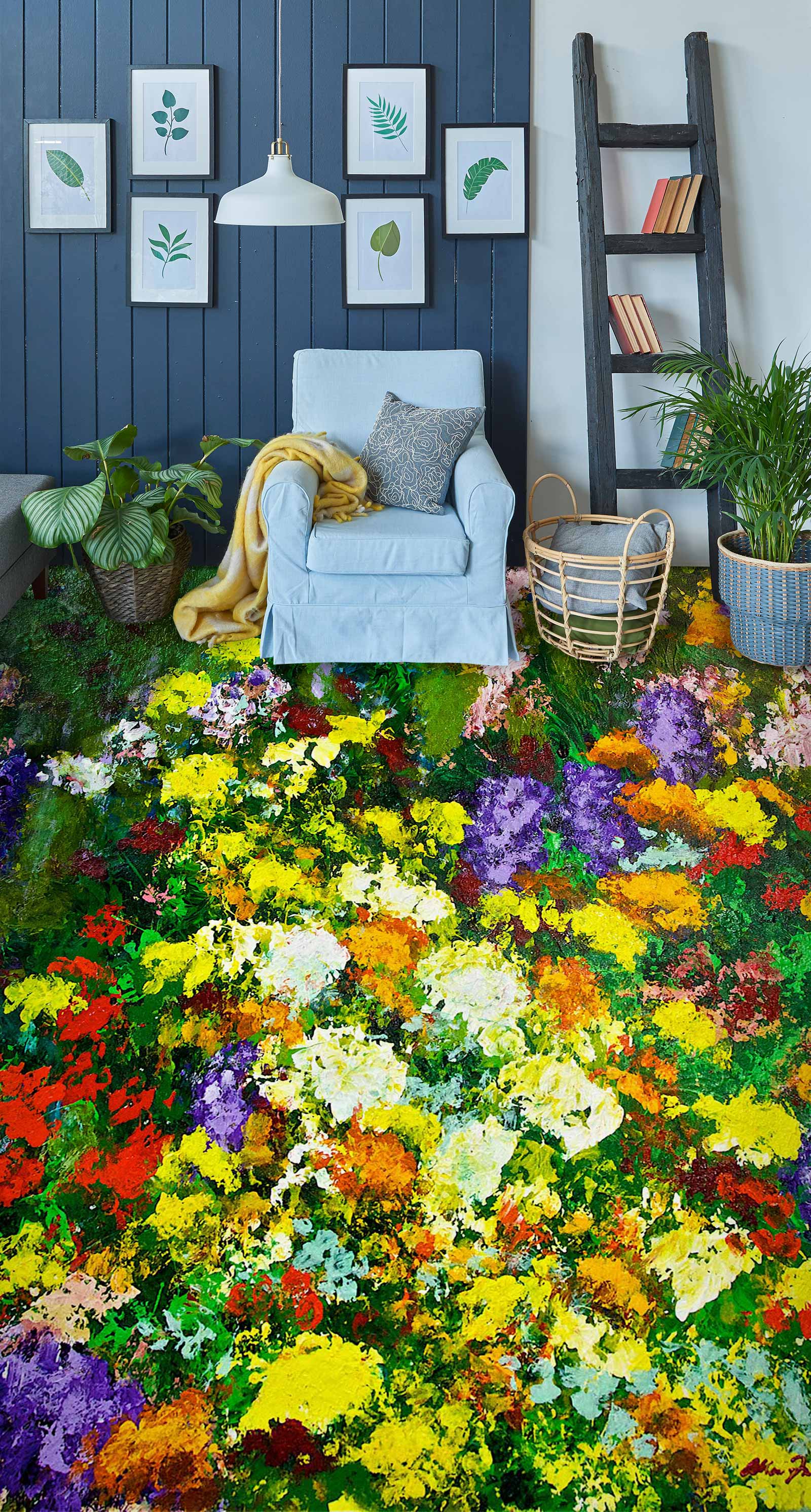 3D Colorful Flowers 9695 Allan P. Friedlander Floor Mural