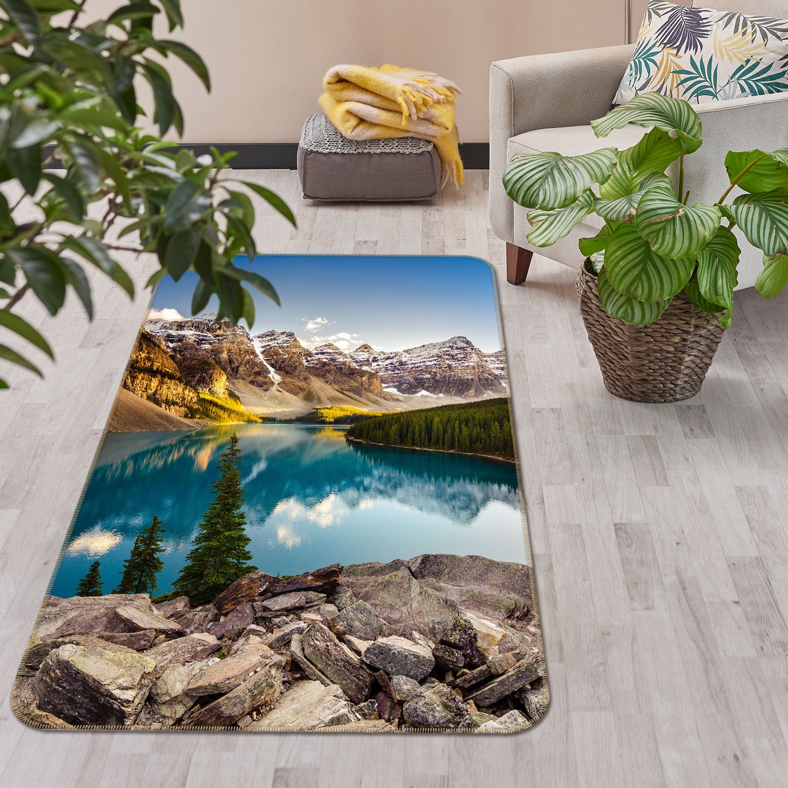 3D Mountains Lake 26153 Non Slip Rug Mat