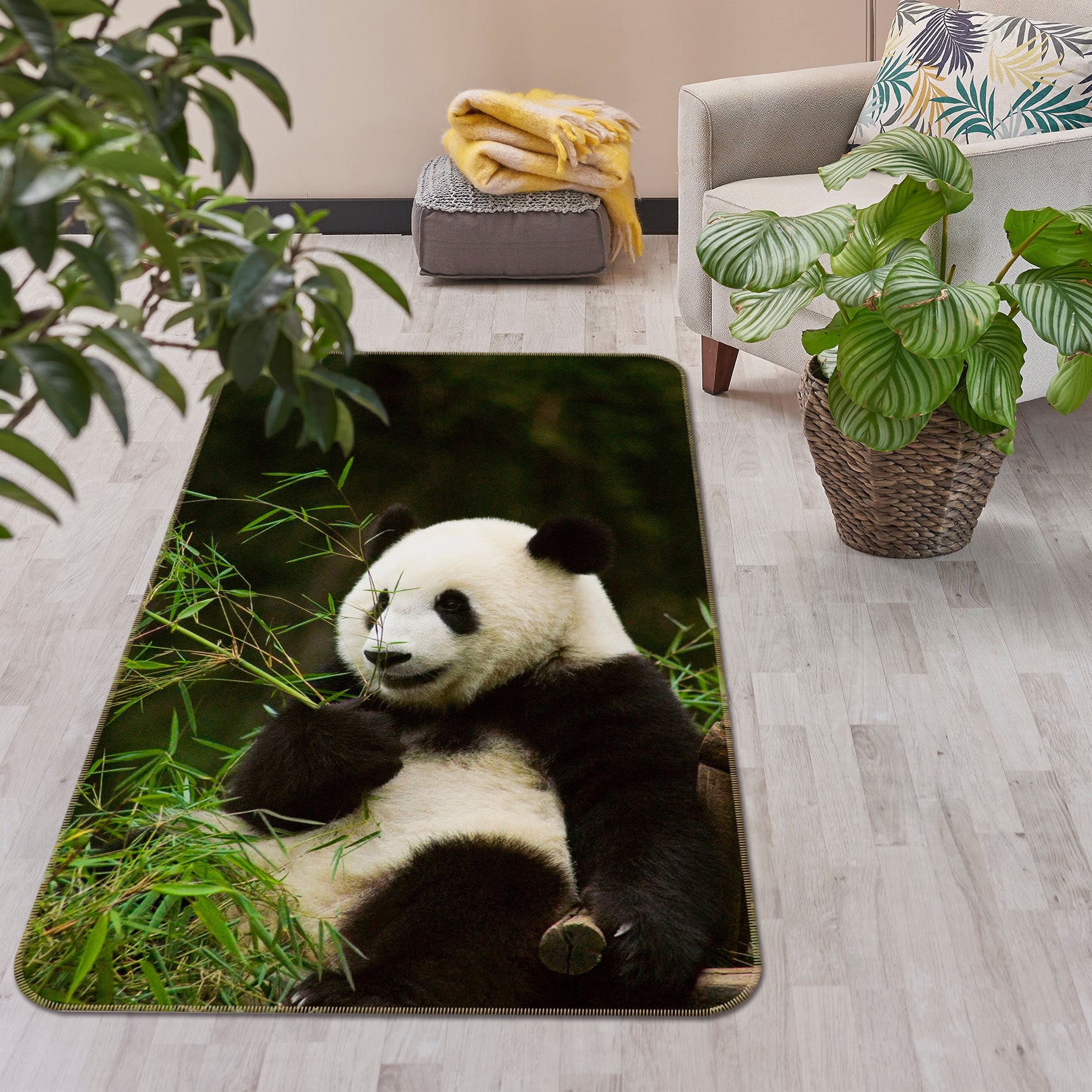 3D Panda Bamboo 174 Animal Non Slip Rug Mat