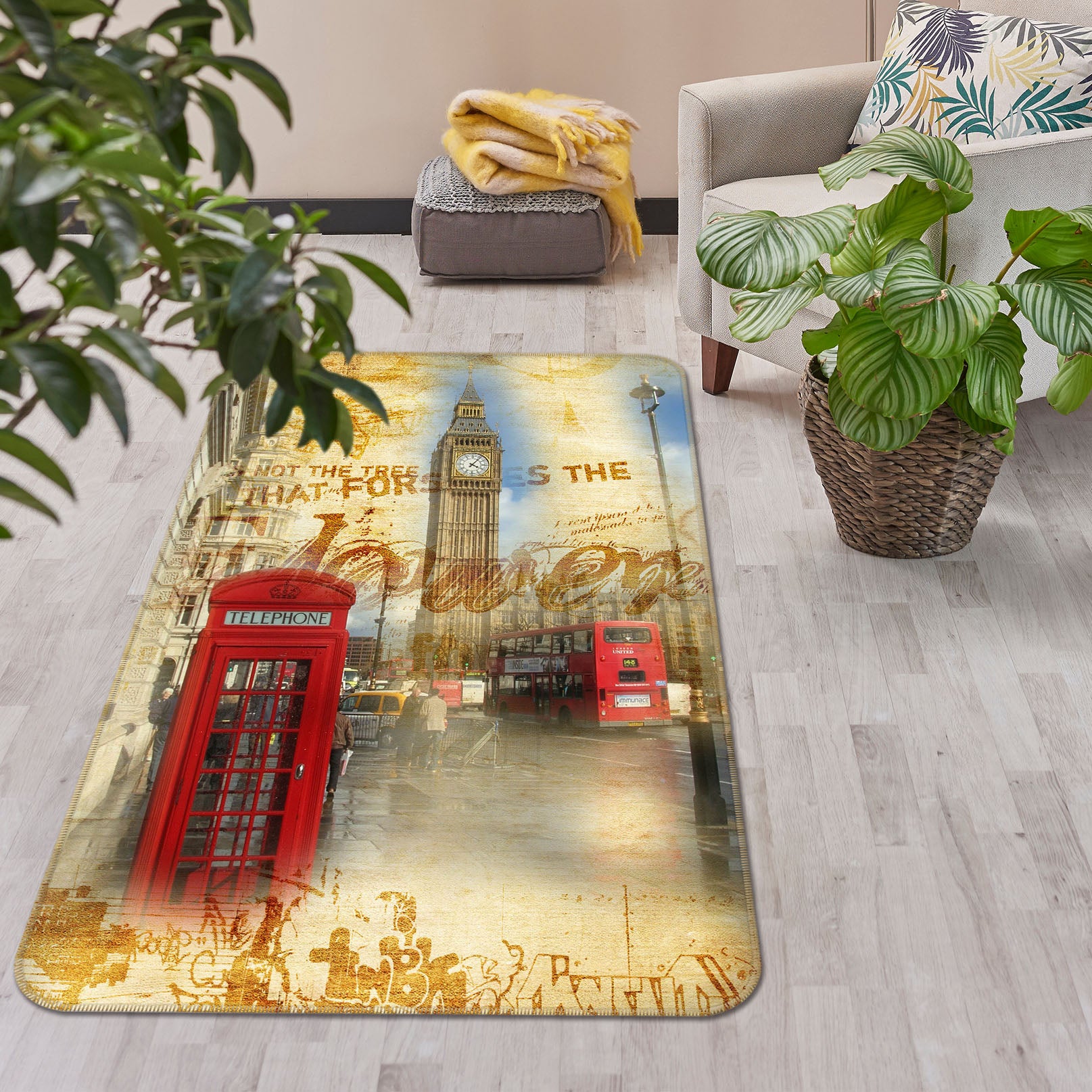 3D Building Telephone Booth 32157 Non Slip Rug Mat