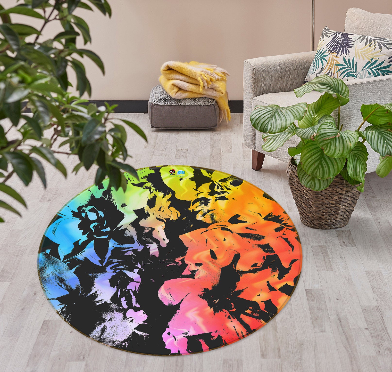 3D Colored 191103 Shandra Smith Rug Round Non Slip Rug Mat