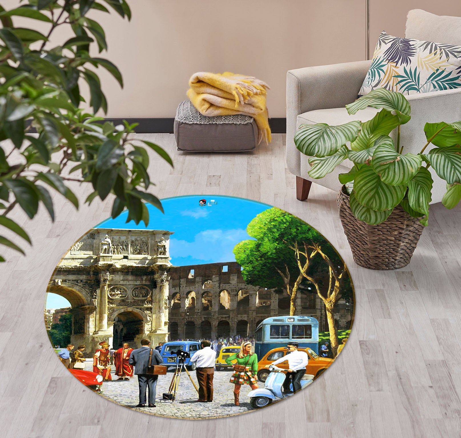 3D Attraction Gate 065 Kevin Walsh Rug Round Non Slip Rug Mat