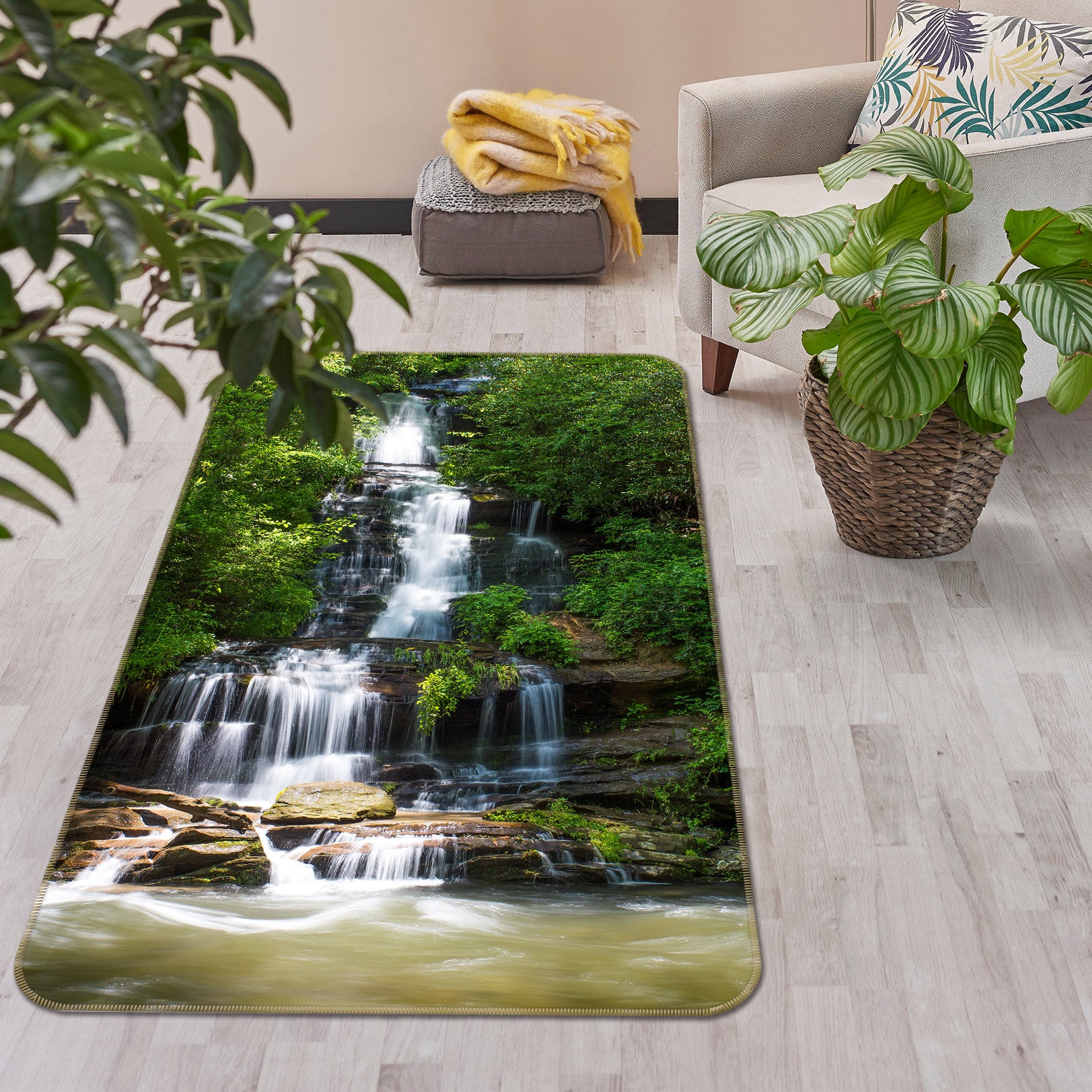 3D Mountain Stream 26043 Non Slip Rug Mat