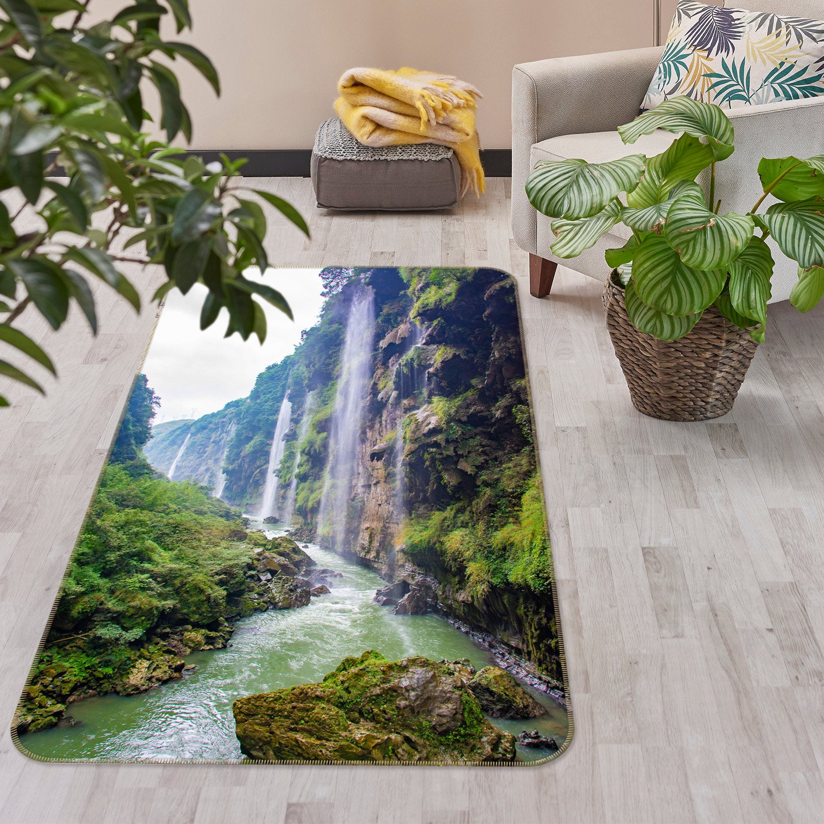 3D Mountains Rivers 27057 Non Slip Rug Mat