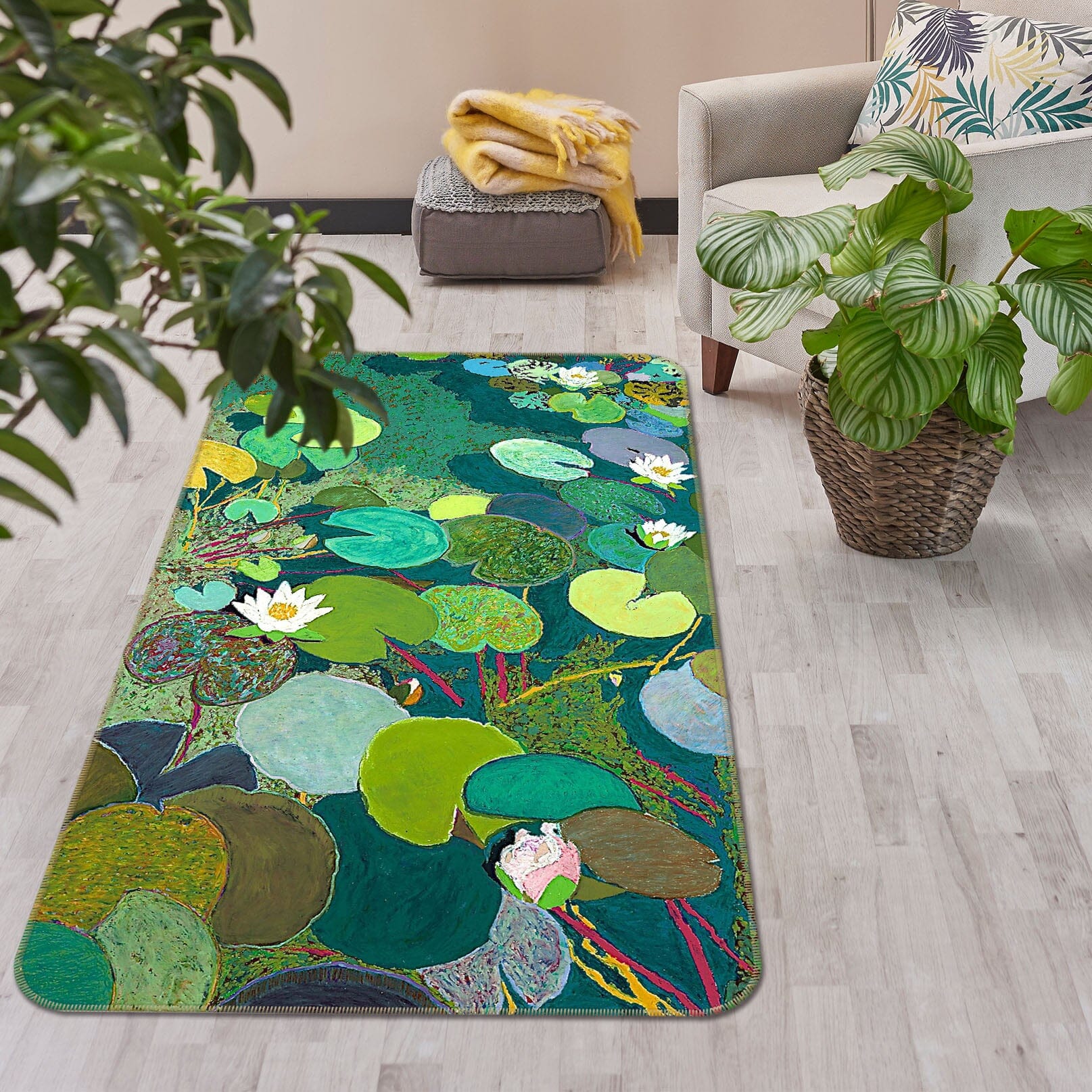 3D Green Lotus Pond 3012 Allan P. Friedlander Rug Non Slip Rug Mat Mat AJ Creativity Home 