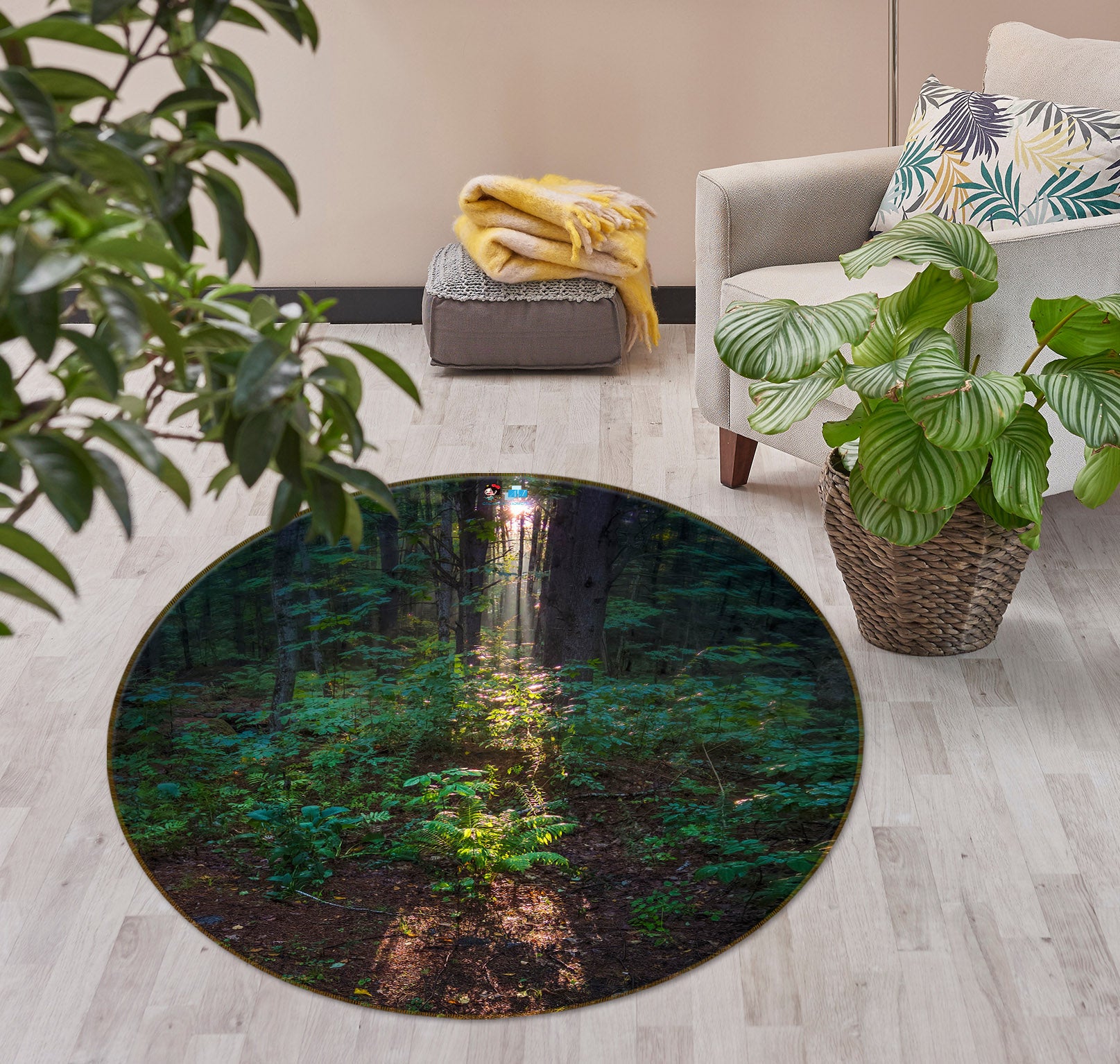 3D Jungle 85108 Jerry LoFaro Rug Round Non Slip Rug Mat
