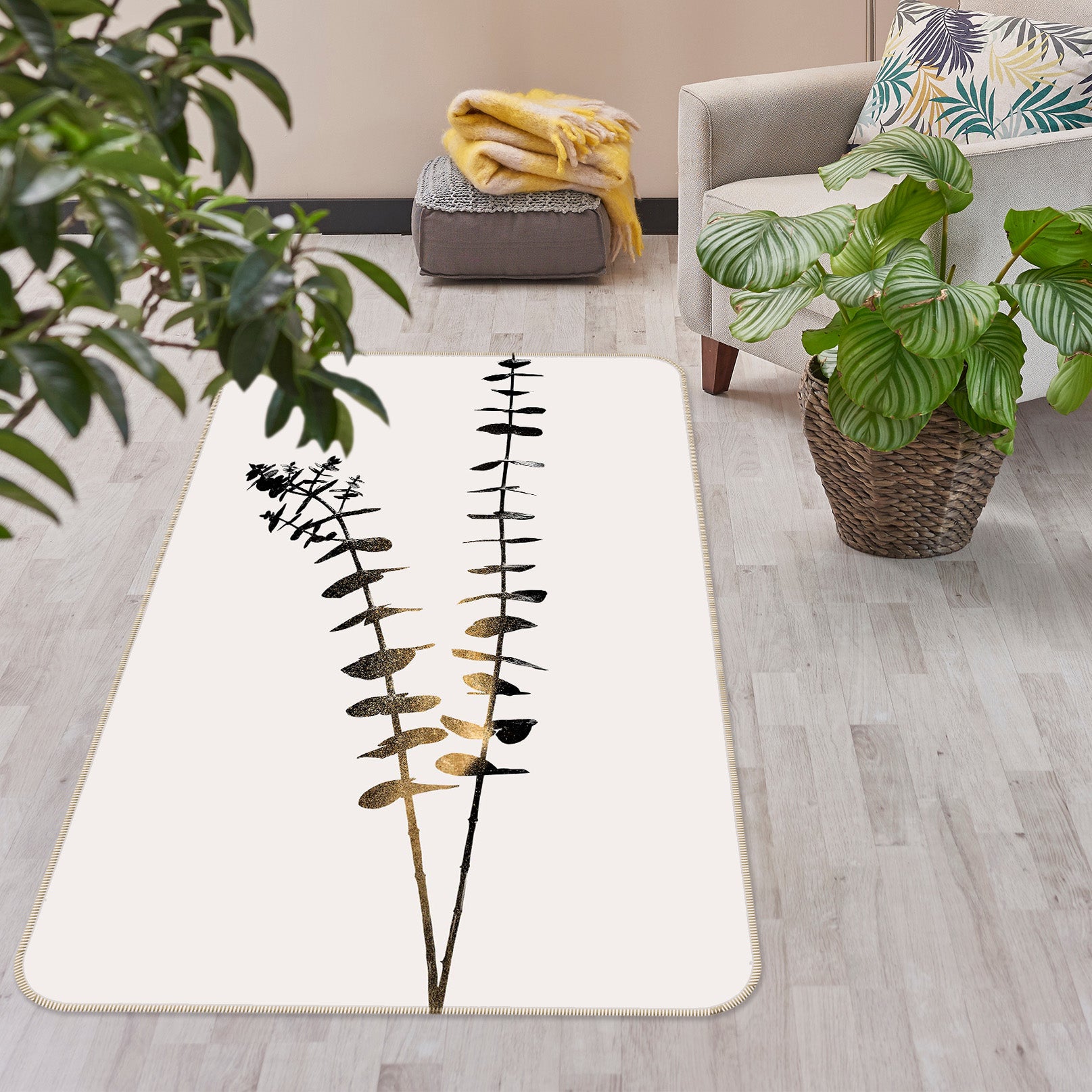 3D Painting Leaves 1042 Boris Draschoff Rug Non Slip Rug Mat