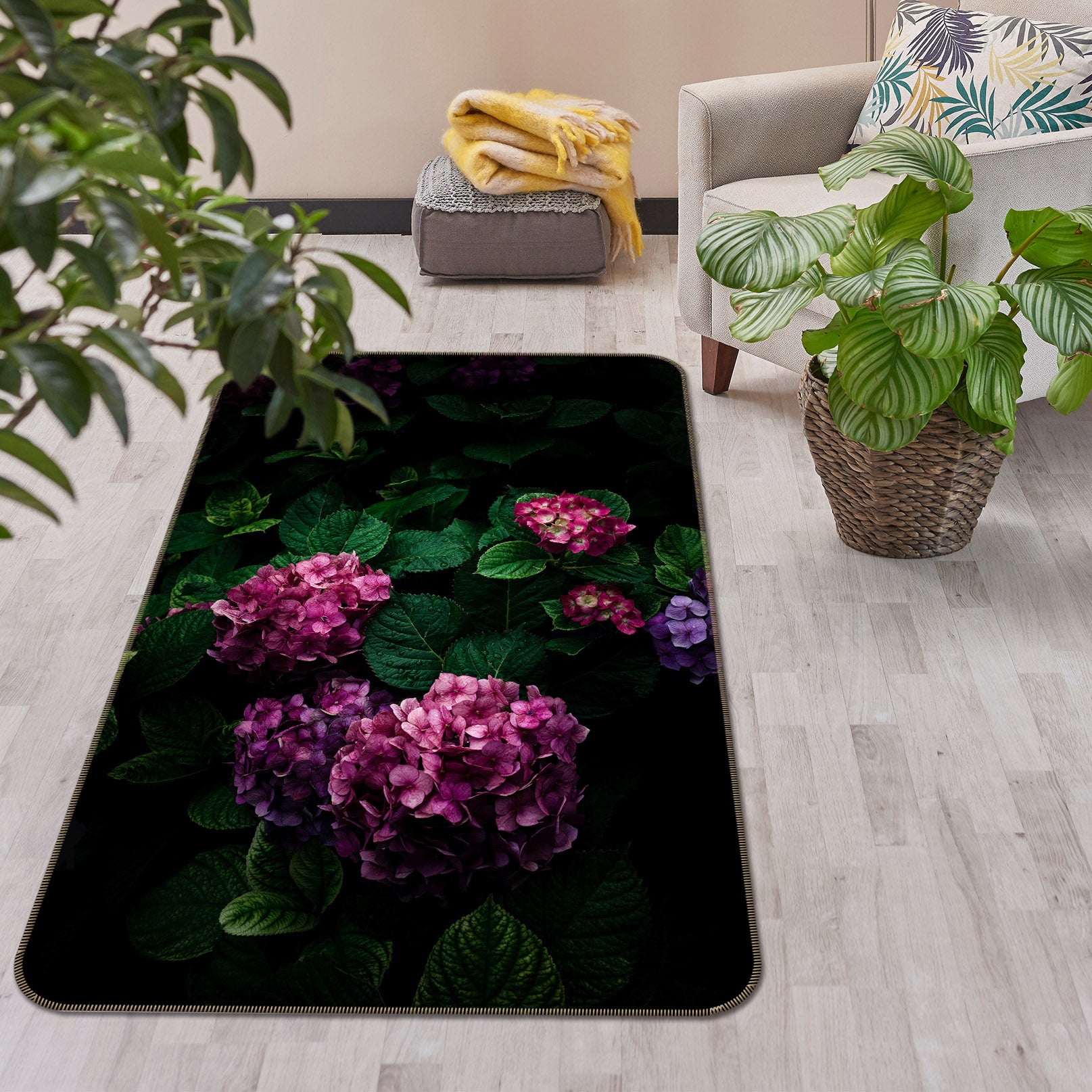 3D Flower Ball 84187 Noirblanc777 Rug Non Slip Rug Mat
