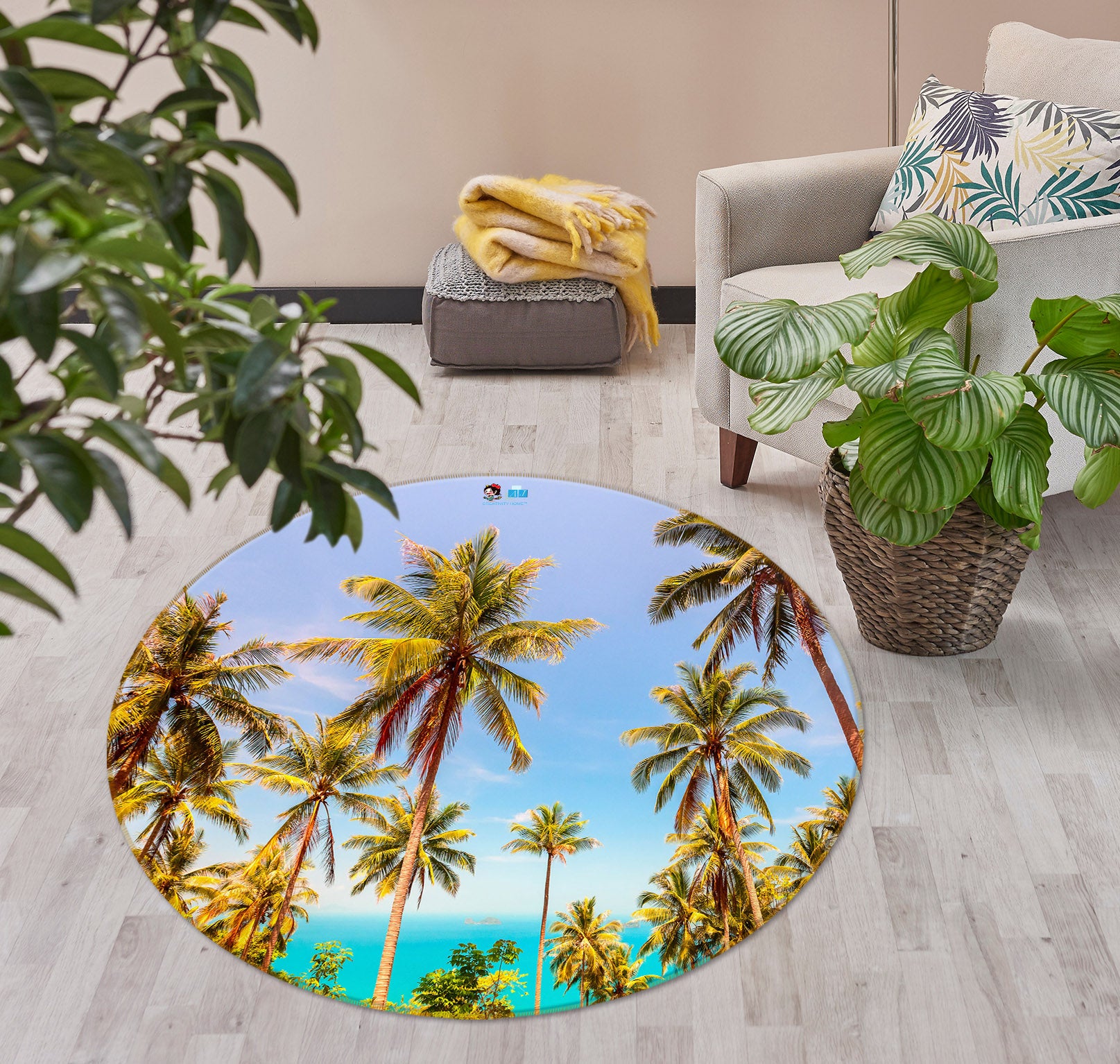 3D Coconut Grove 75090 Round Non Slip Rug Mat