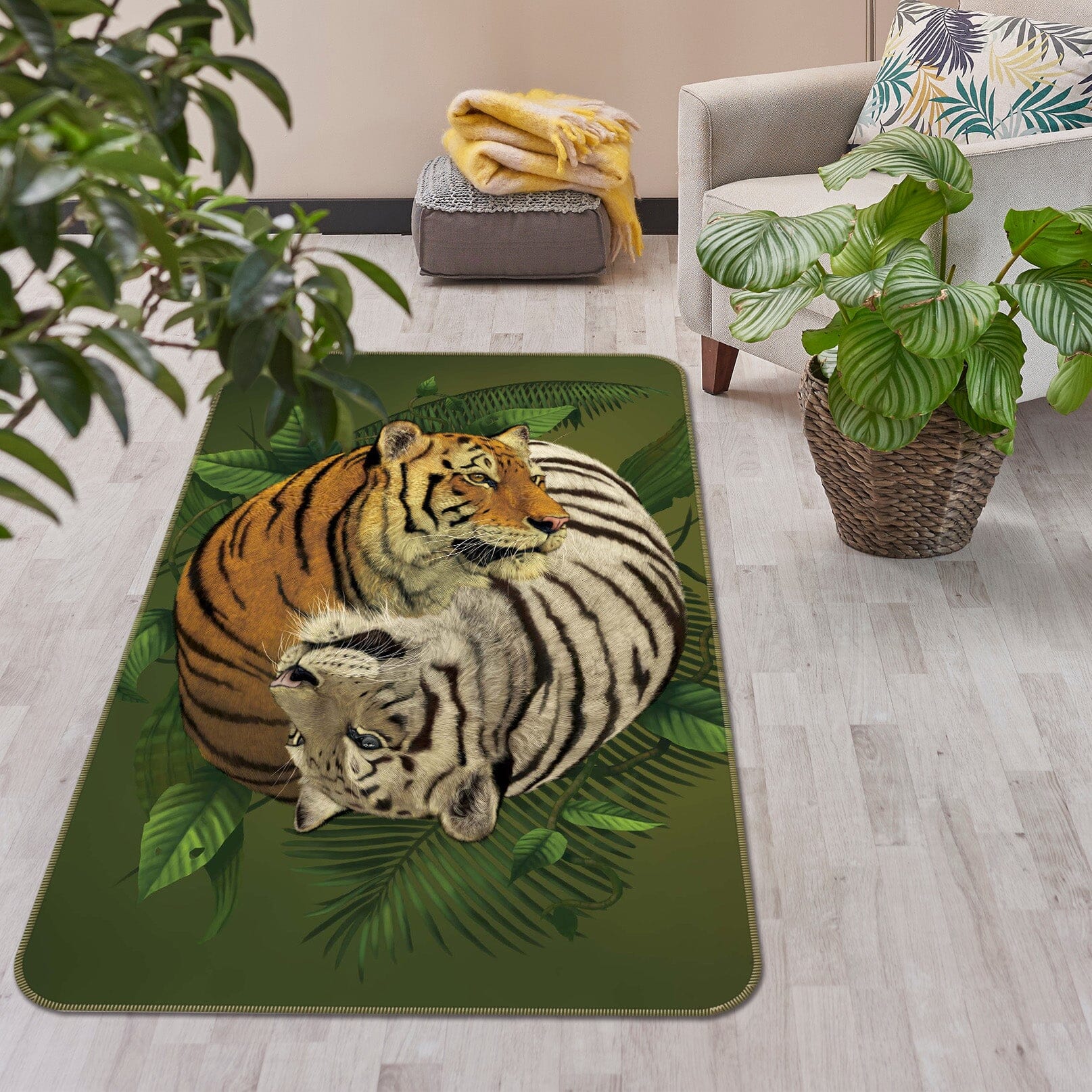 3D Tiger Yin Yang 1074 Vincent Hie Rug Non Slip Rug Mat Mat AJ Creativity Home 