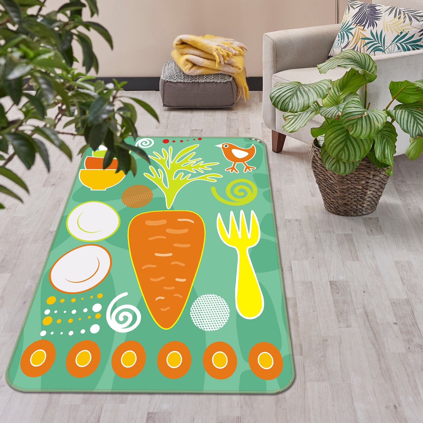 3D Carrot Tableware 32120 Non Slip Rug Mat