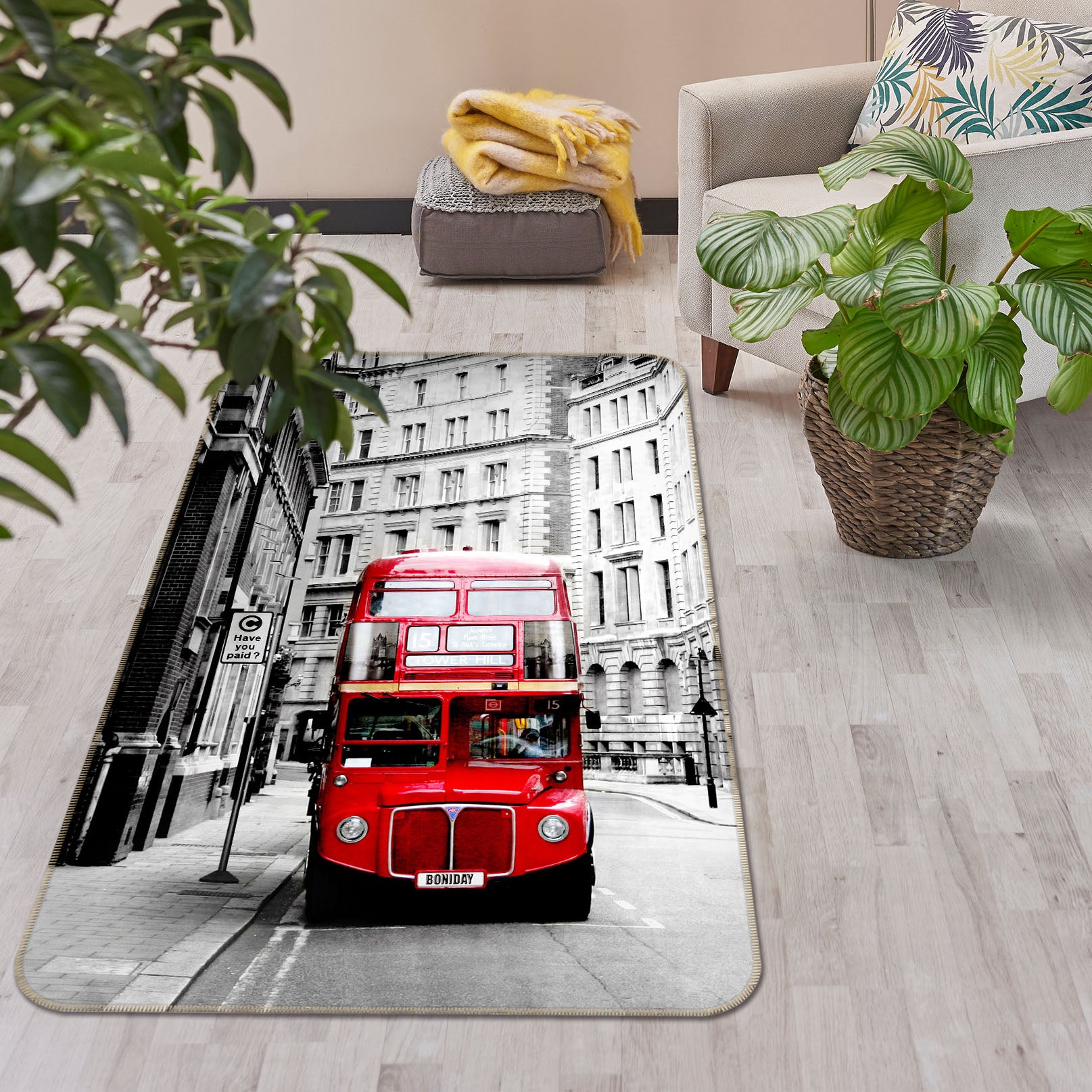 3D Street Double Decker Bus 42129 Vehicle Non Slip Rug Mat