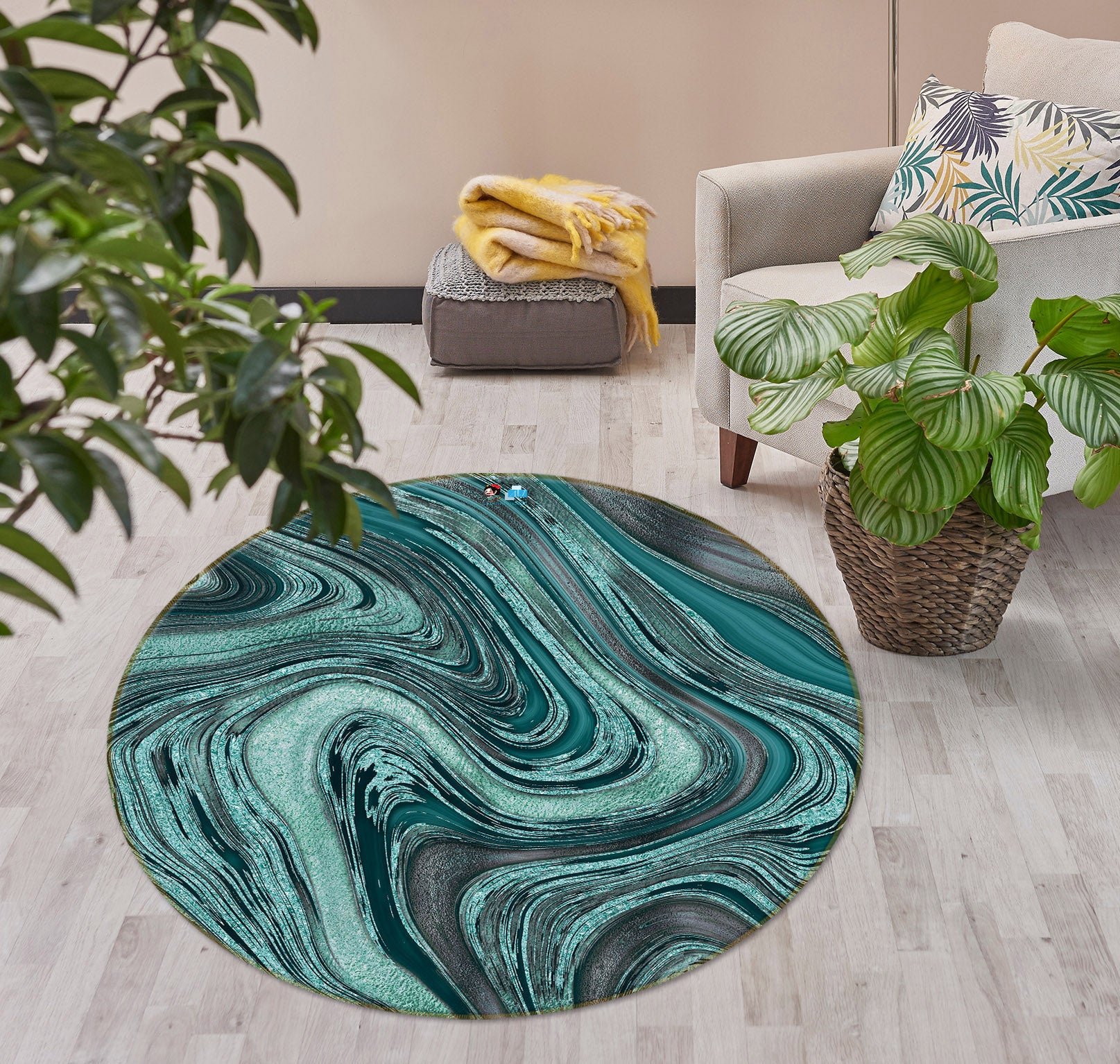 3D Green Texture 83072 Andrea haase Rug Round Non Slip Rug Mat