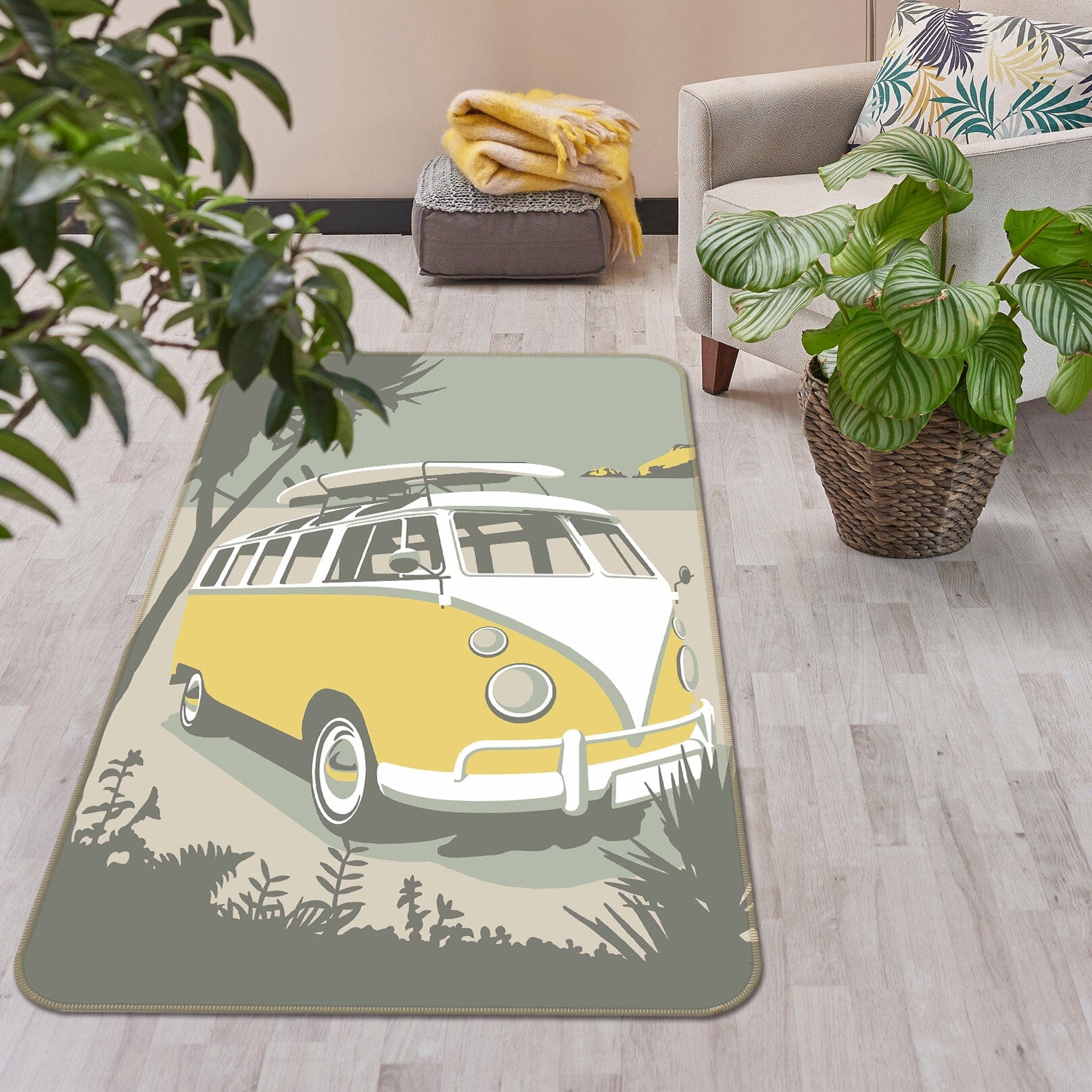 3D Polzeath Camper 1133 Steve Read Rug Non Slip Rug Mat Mat AJ Creativity Home 
