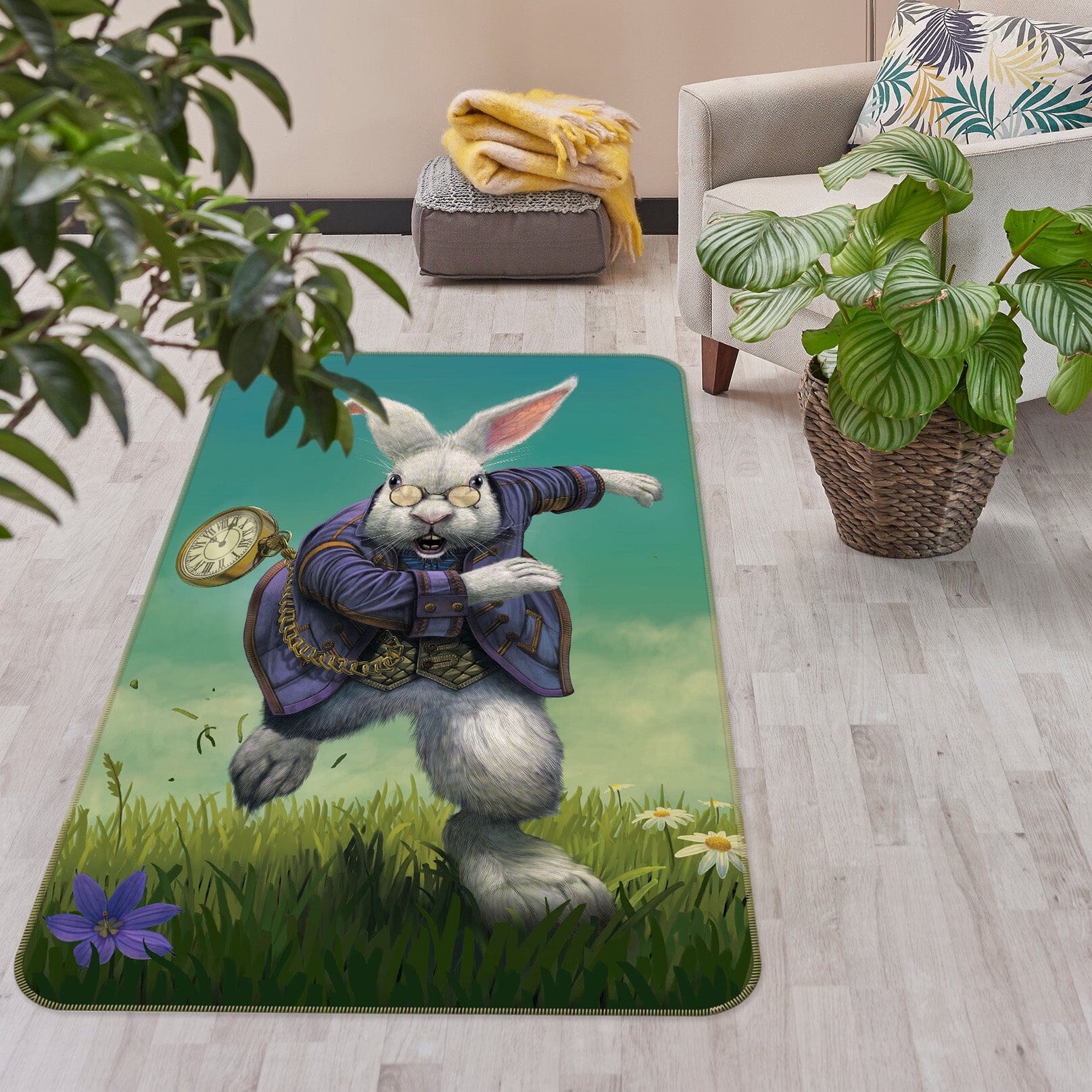 3D White Rabbit 1086 Vincent Hie Rug Non Slip Rug Mat Mat AJ Creativity Home 