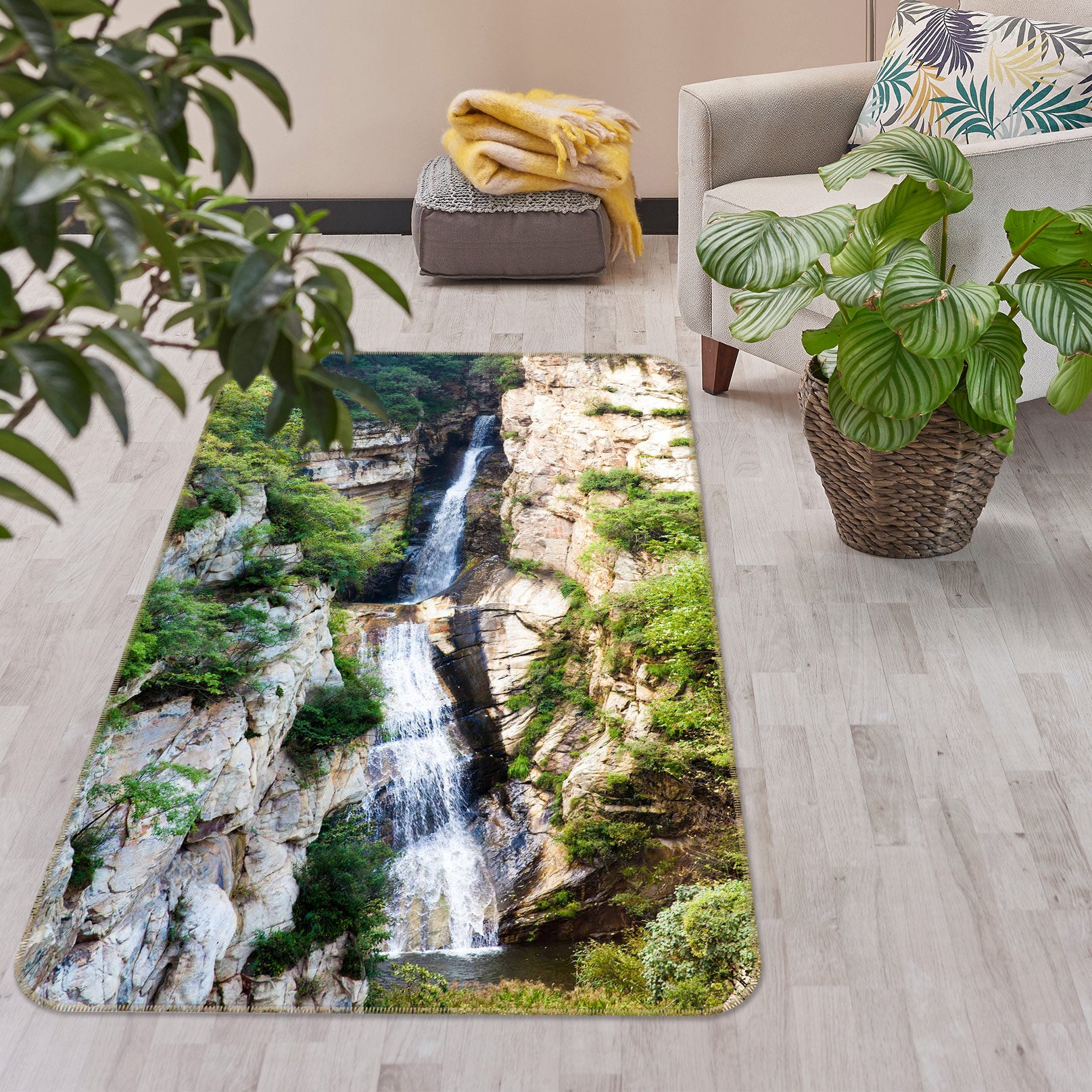 3D Mountain Stream 27026 Non Slip Rug Mat