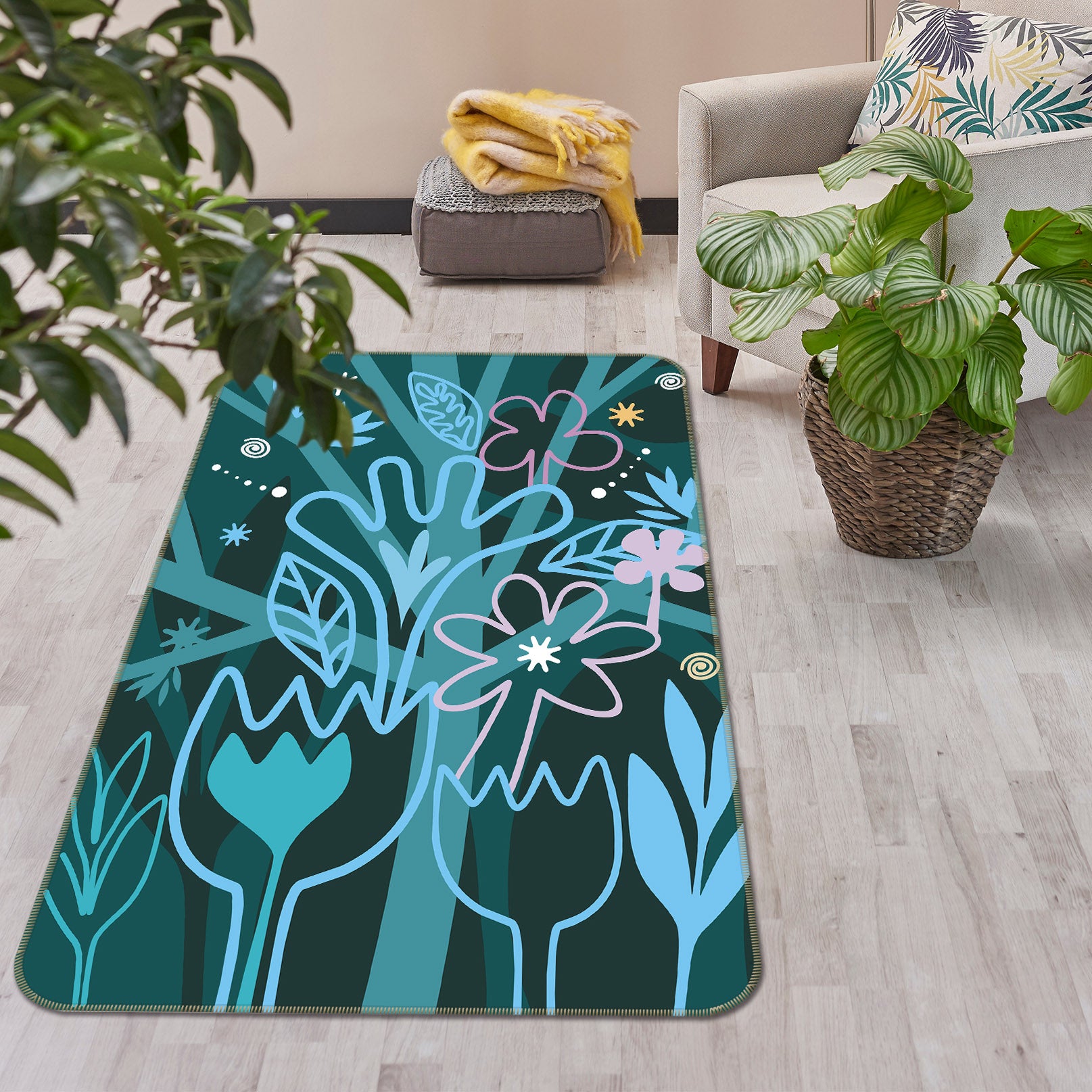 3D Tree Flower 32124 Non Slip Rug Mat