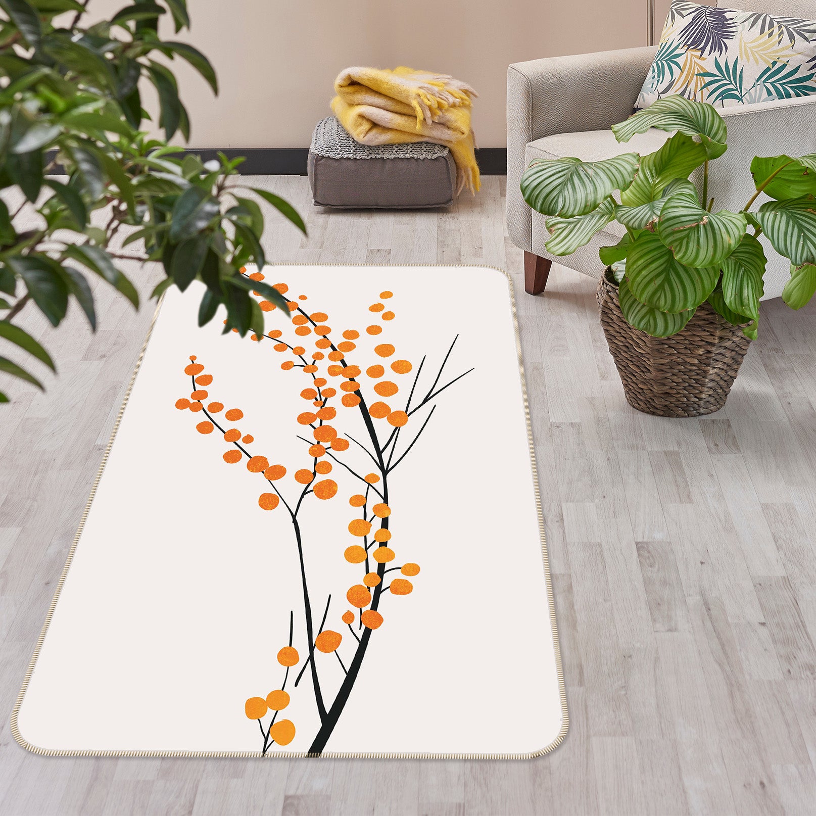 3D Plum Pattern 1138 Boris Draschoff Rug Non Slip Rug Mat