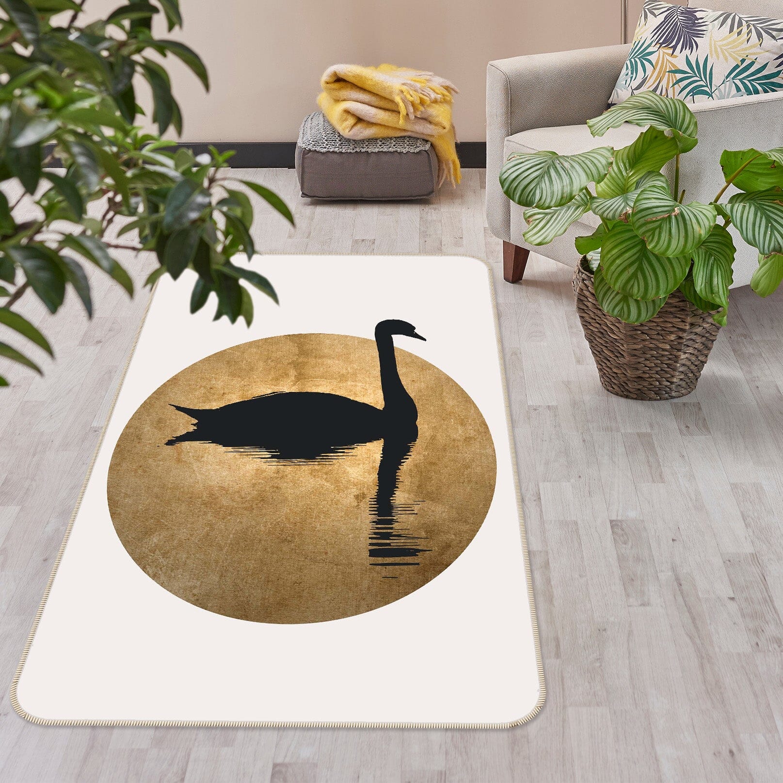 3D Black Swan 1125 Boris Draschoff Rug Non Slip Rug Mat Mat AJ Creativity Home 