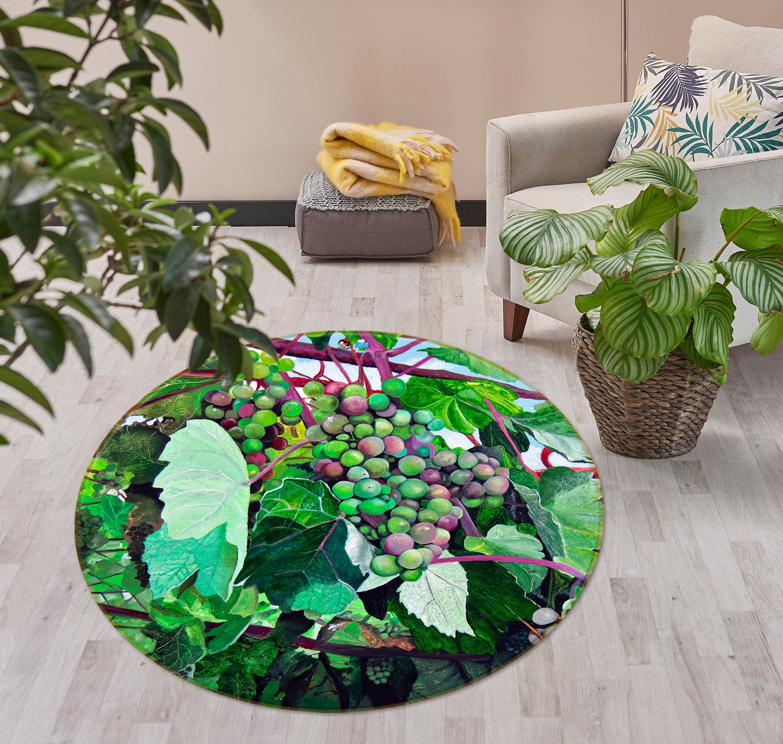 3D Grape 11081 Matthew Holden Bates Rug Round Non Slip Rug Mat