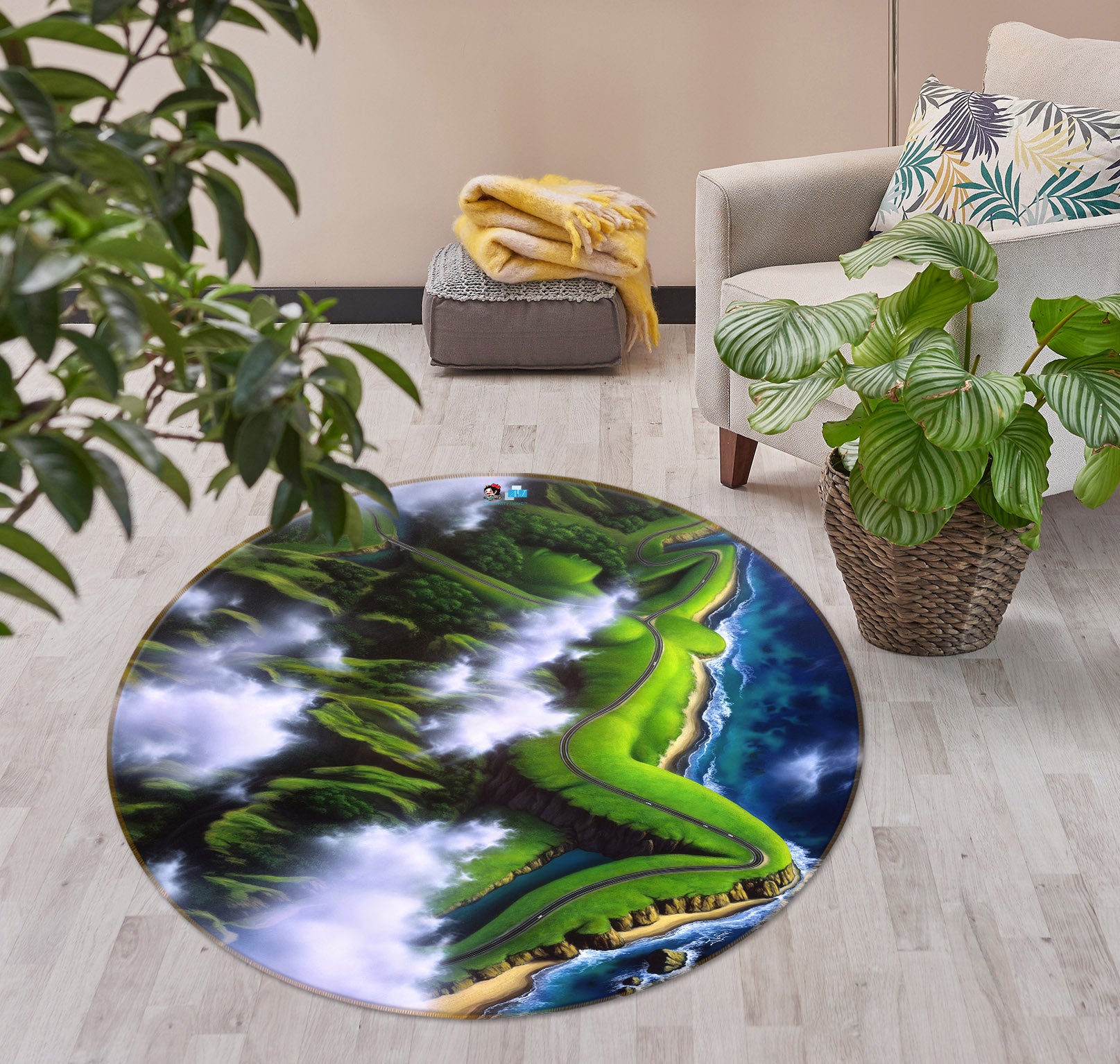 3D Oasis 85153 Jerry LoFaro Rug Round Non Slip Rug Mat